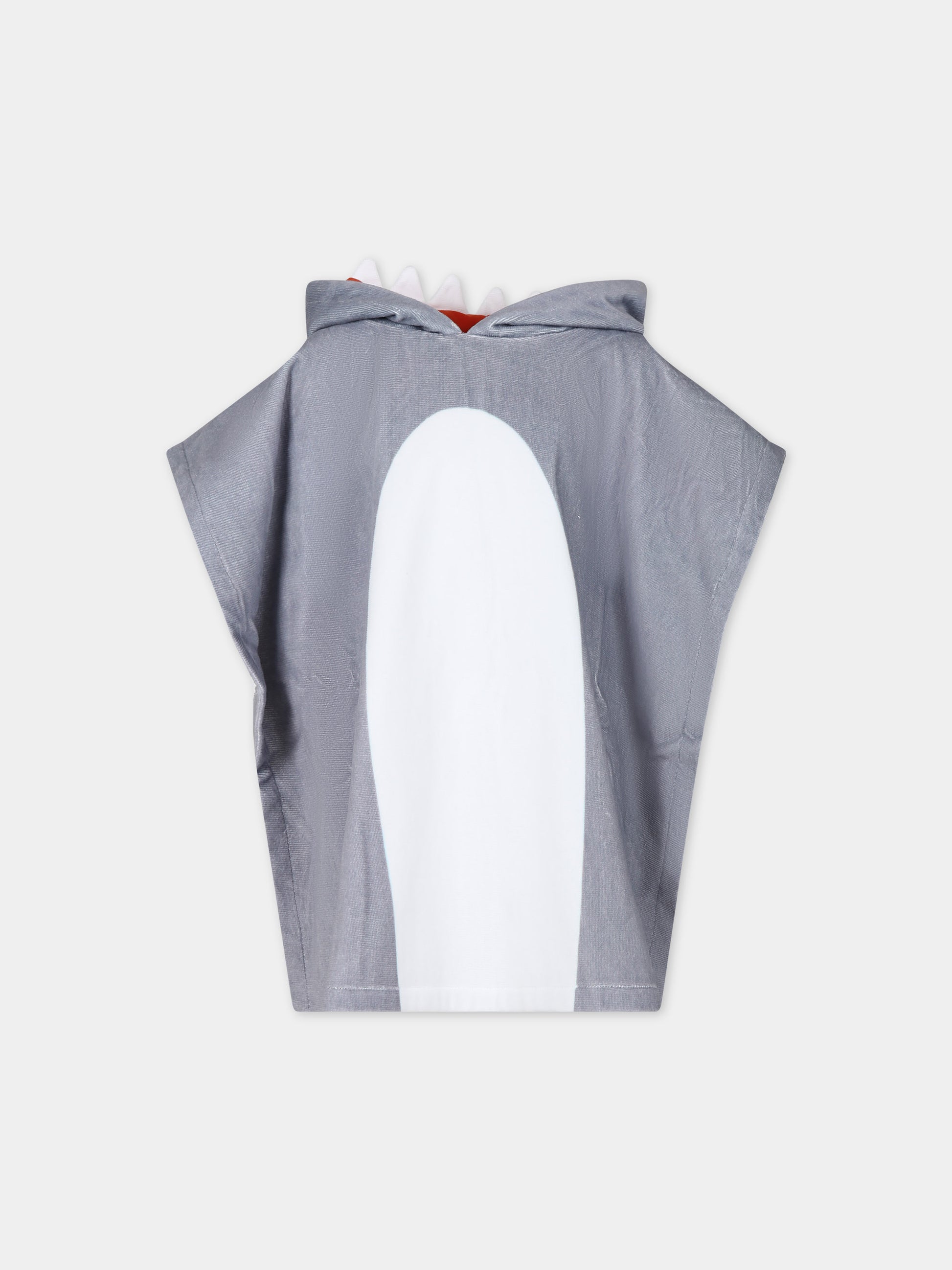 Accappatoio grigio per bambino con squalo,Stella Mccartney Kids,TUCP20 Z0163 906