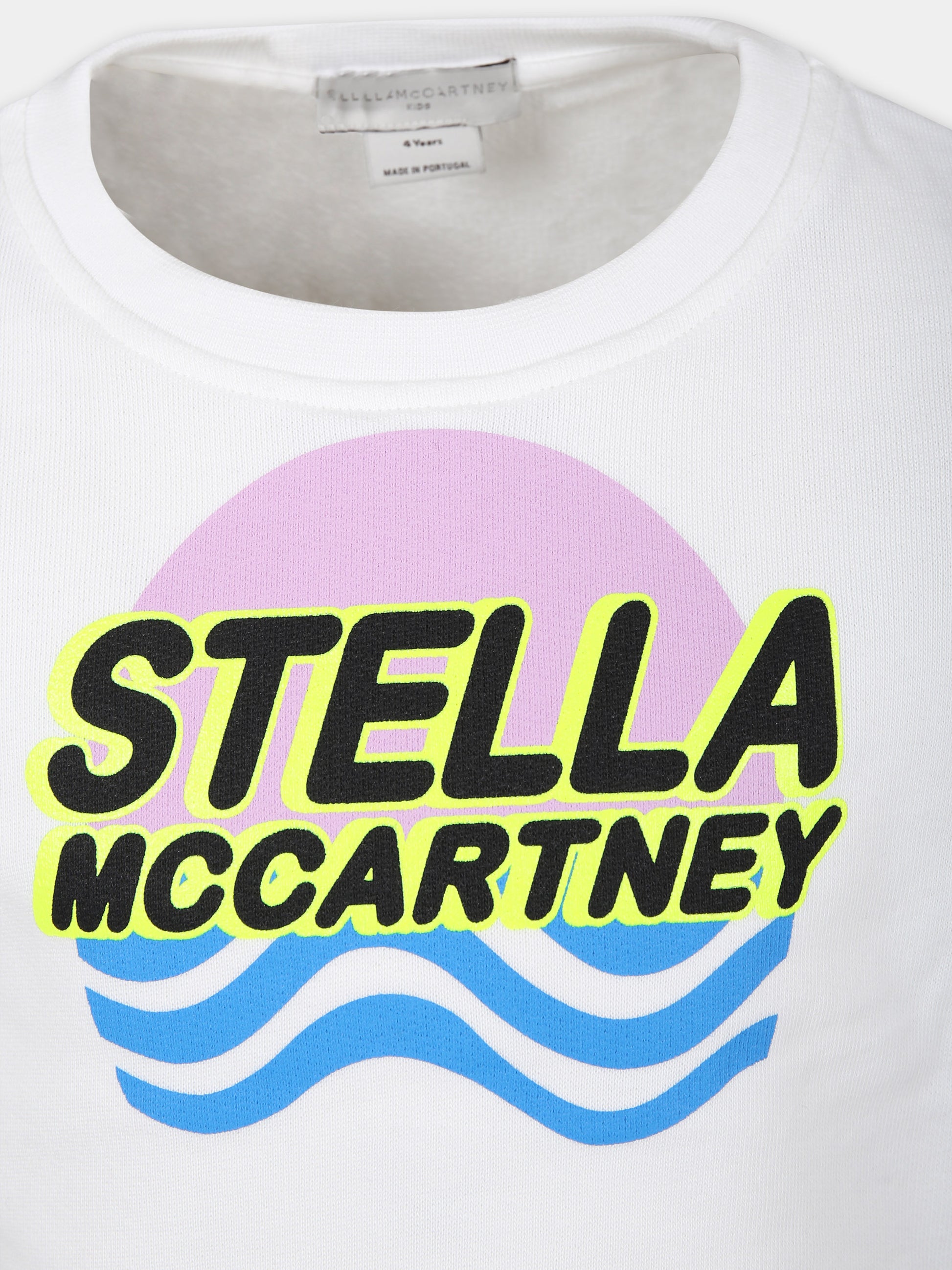 Felpa bianca per bambina con logo multicolor,Stella Mccartney Kids,TU4C90 Z0499 100