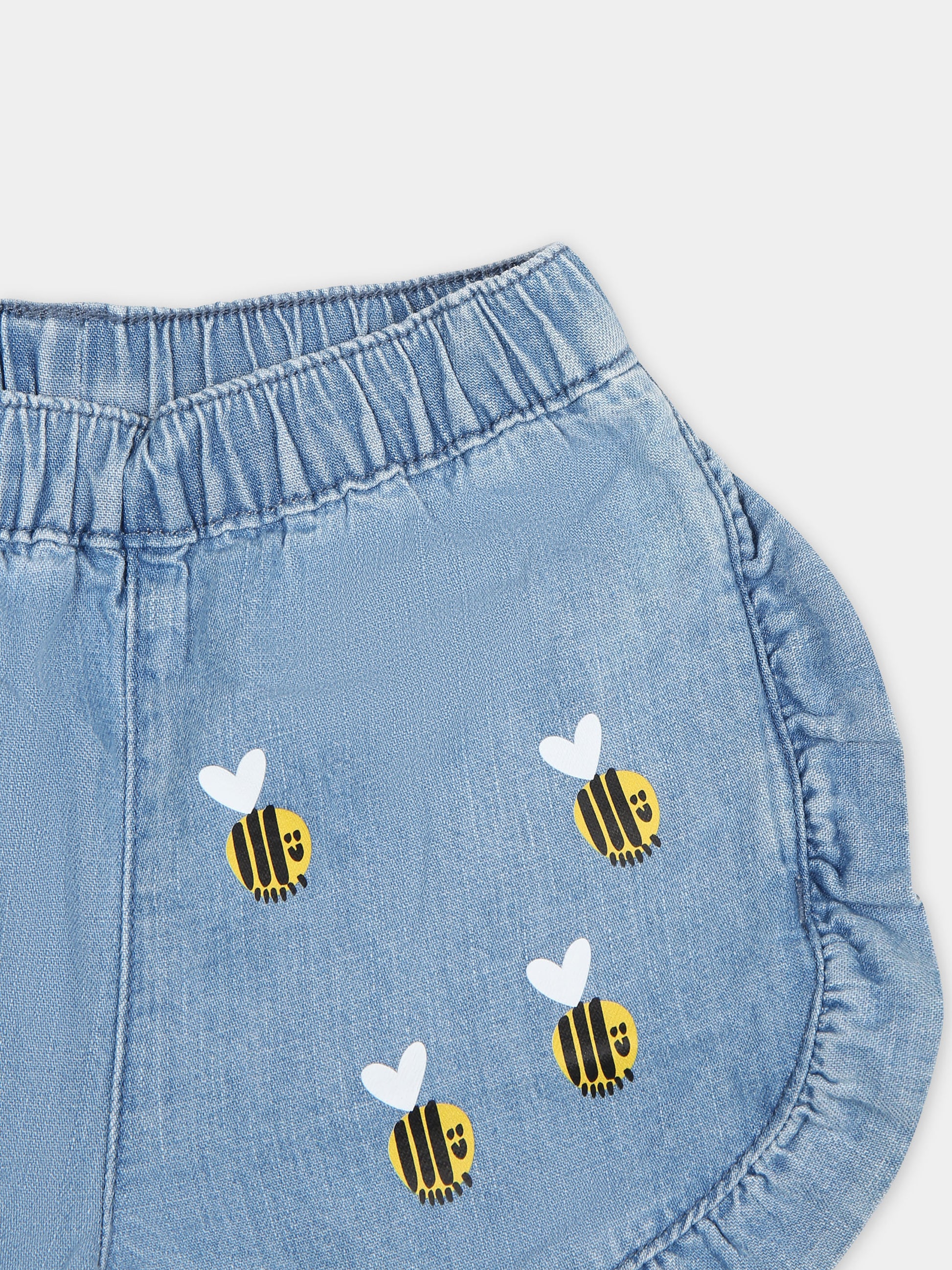 Shorts blu per neonata con api,Stella Mccartney Kids,TU6149 Z1791 601MC