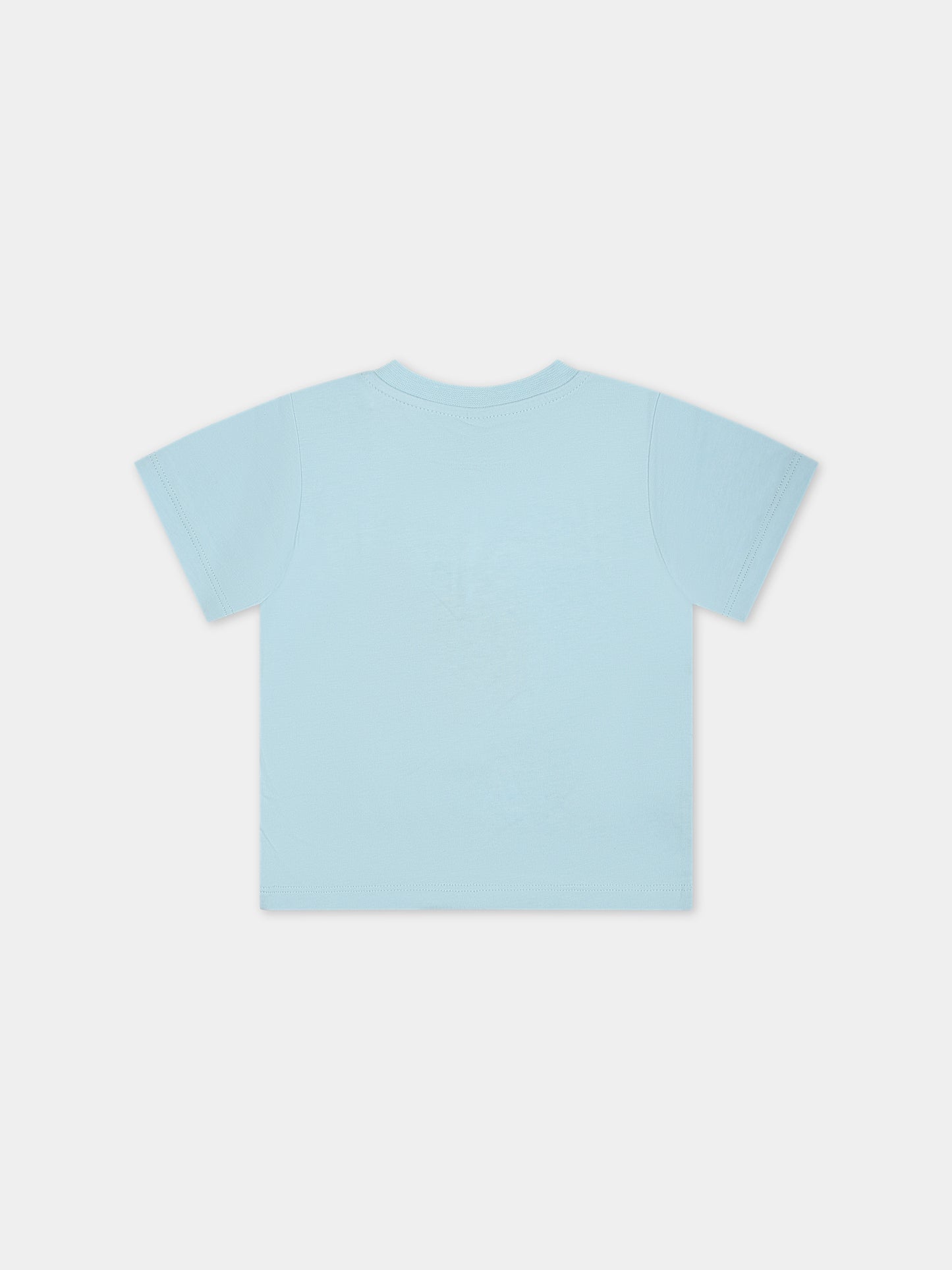 T-shirt celeste per neonato con squalo,Stella Mccartney Kids,TU8541 Z0434 682