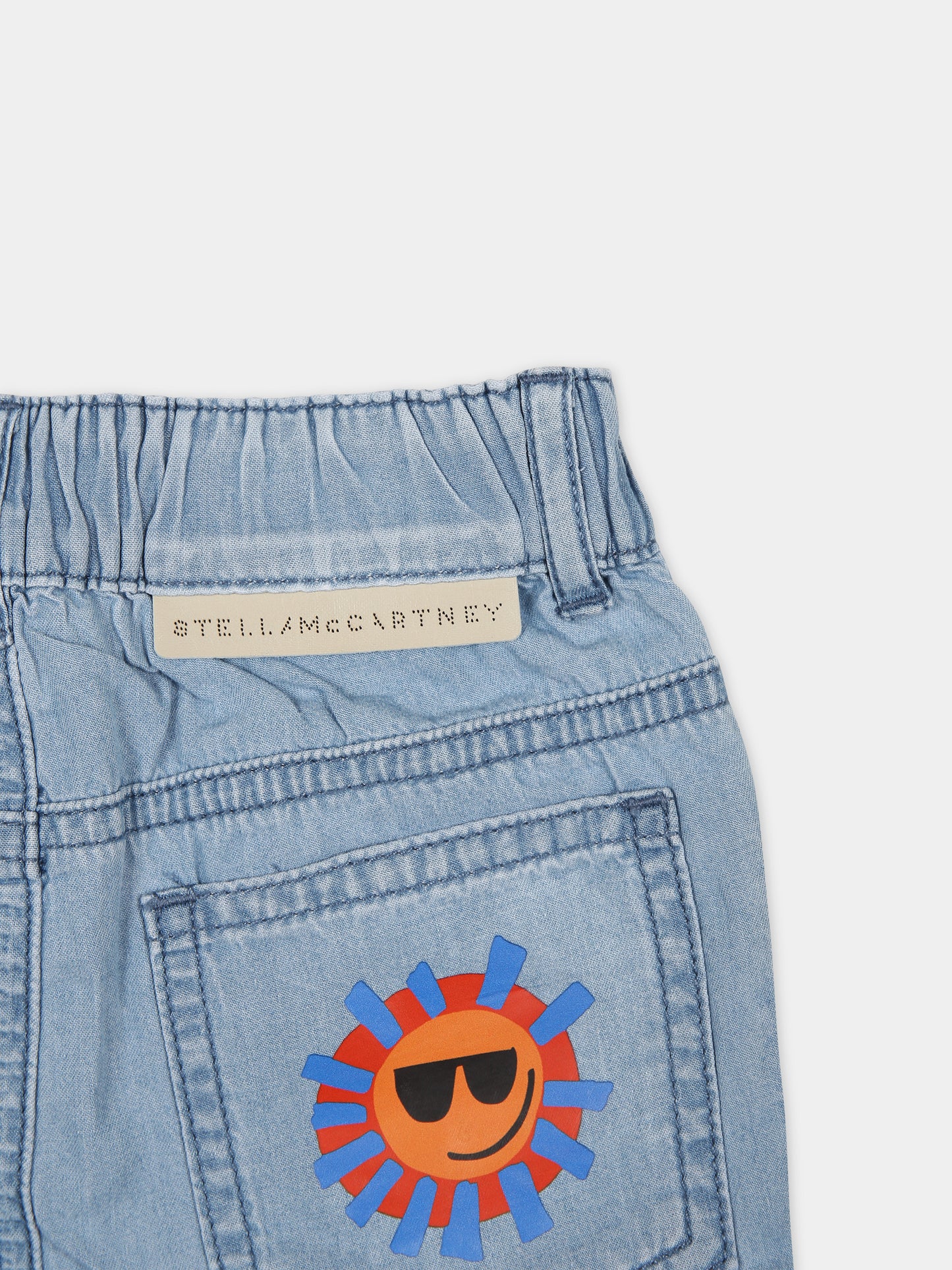 Shorts in denim per neonato con sole multicolor,Stella Mccartney Kids,TU6669 Z0161 601