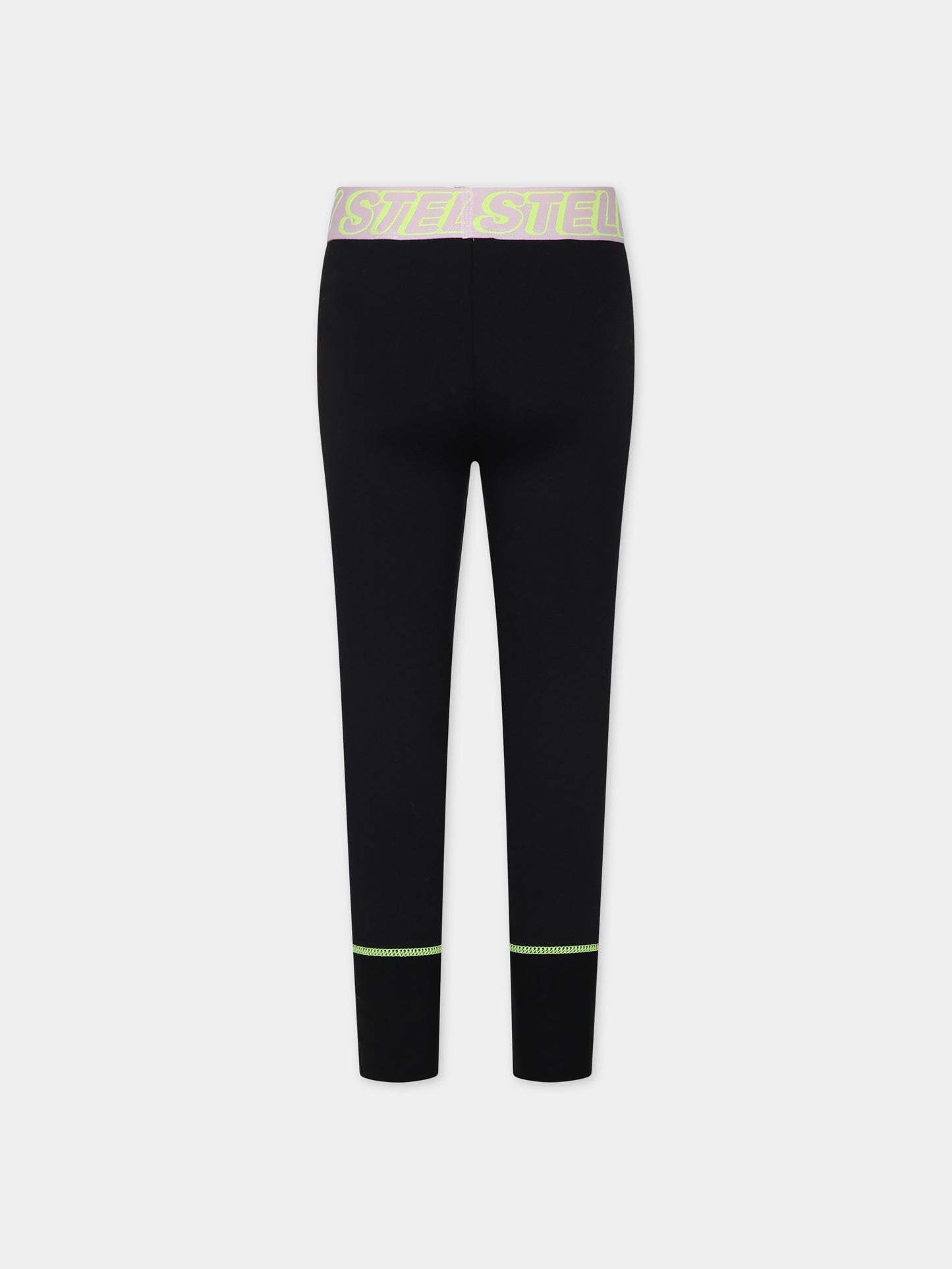 Leggings nero per bambina con logo,Stella Mccartney Kids,TU6F20 Z0181 930