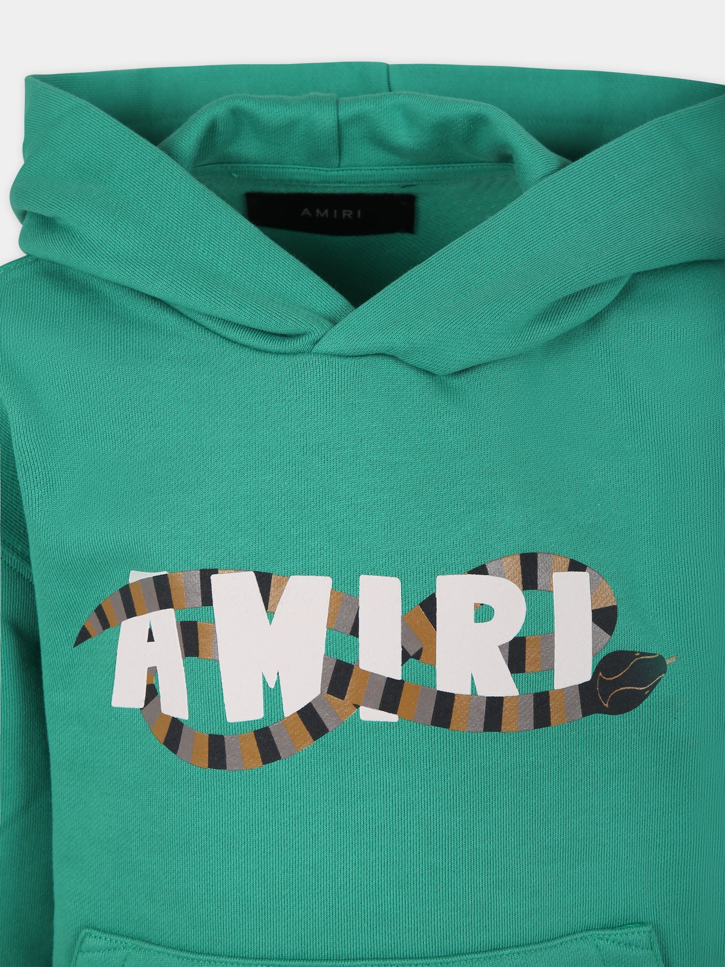 Felpa verde per bambini con serpente e logo,Amiri,PS24KJL002 305