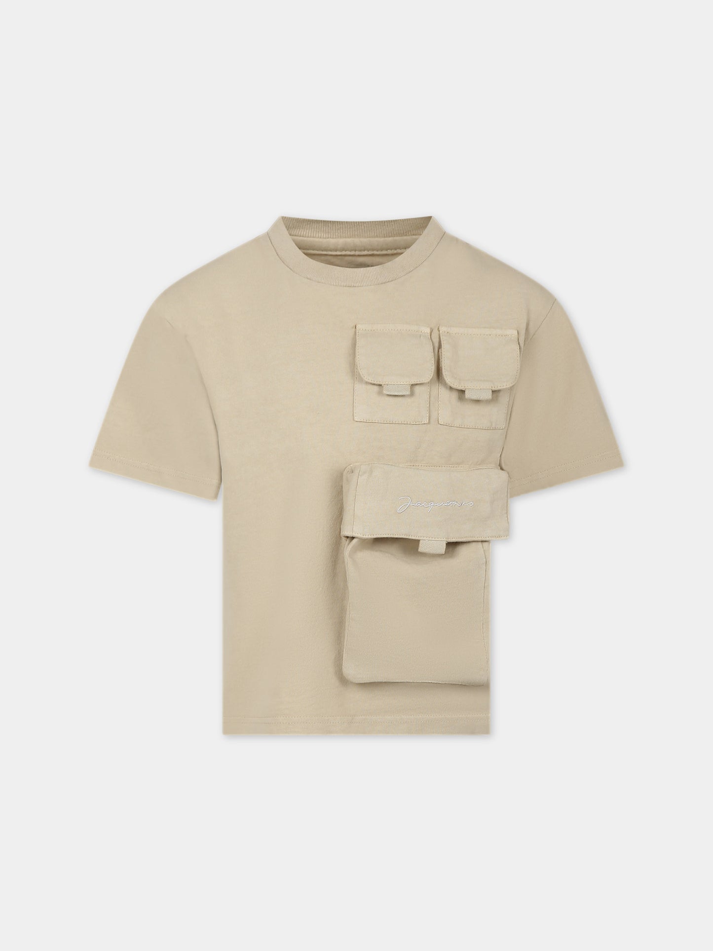 T-shirt 'Bolso' beige per bambini con tasche,Jacquemus,Q00009 277