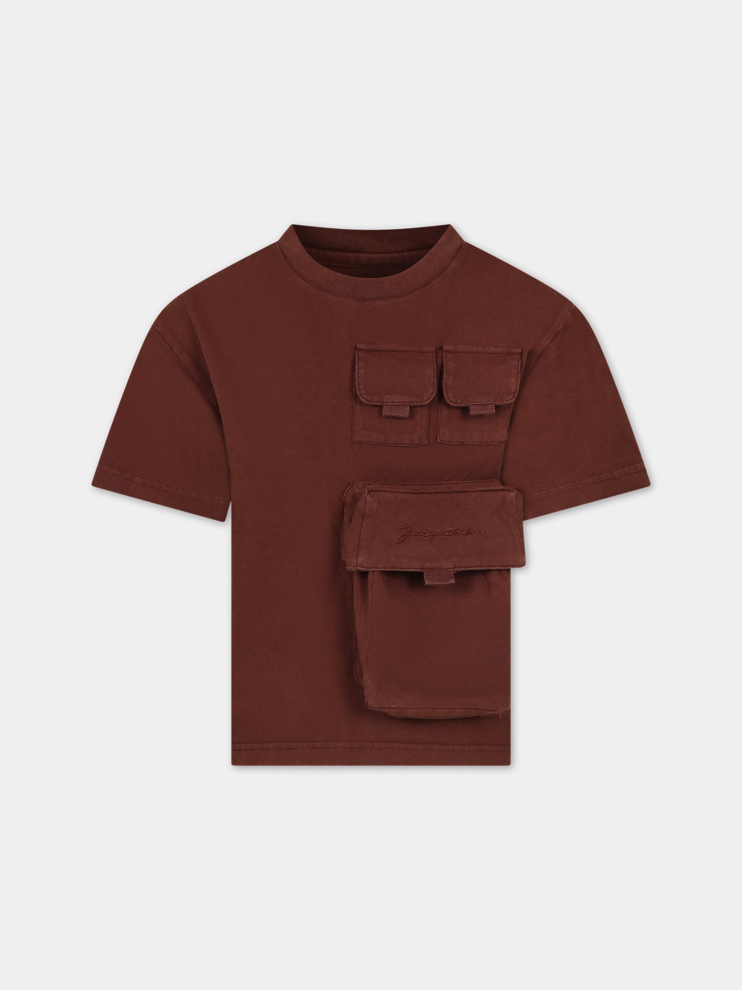 T-shirt 'Bolso' marrone per bambini con tasche,Jacquemus,Q00009 33A