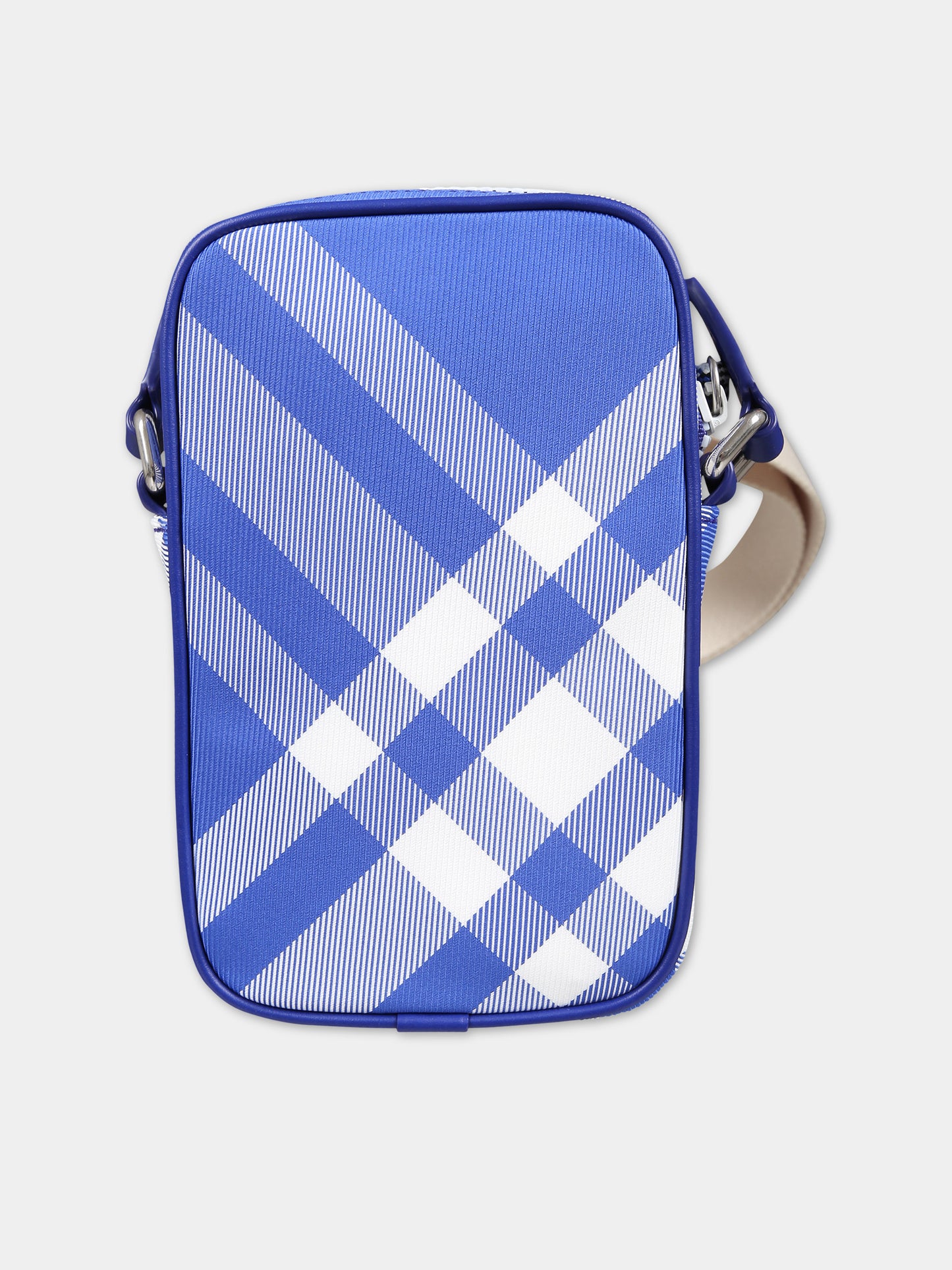 Borsa blu per bambini con check,Burberry Kids,8078298 B7369
