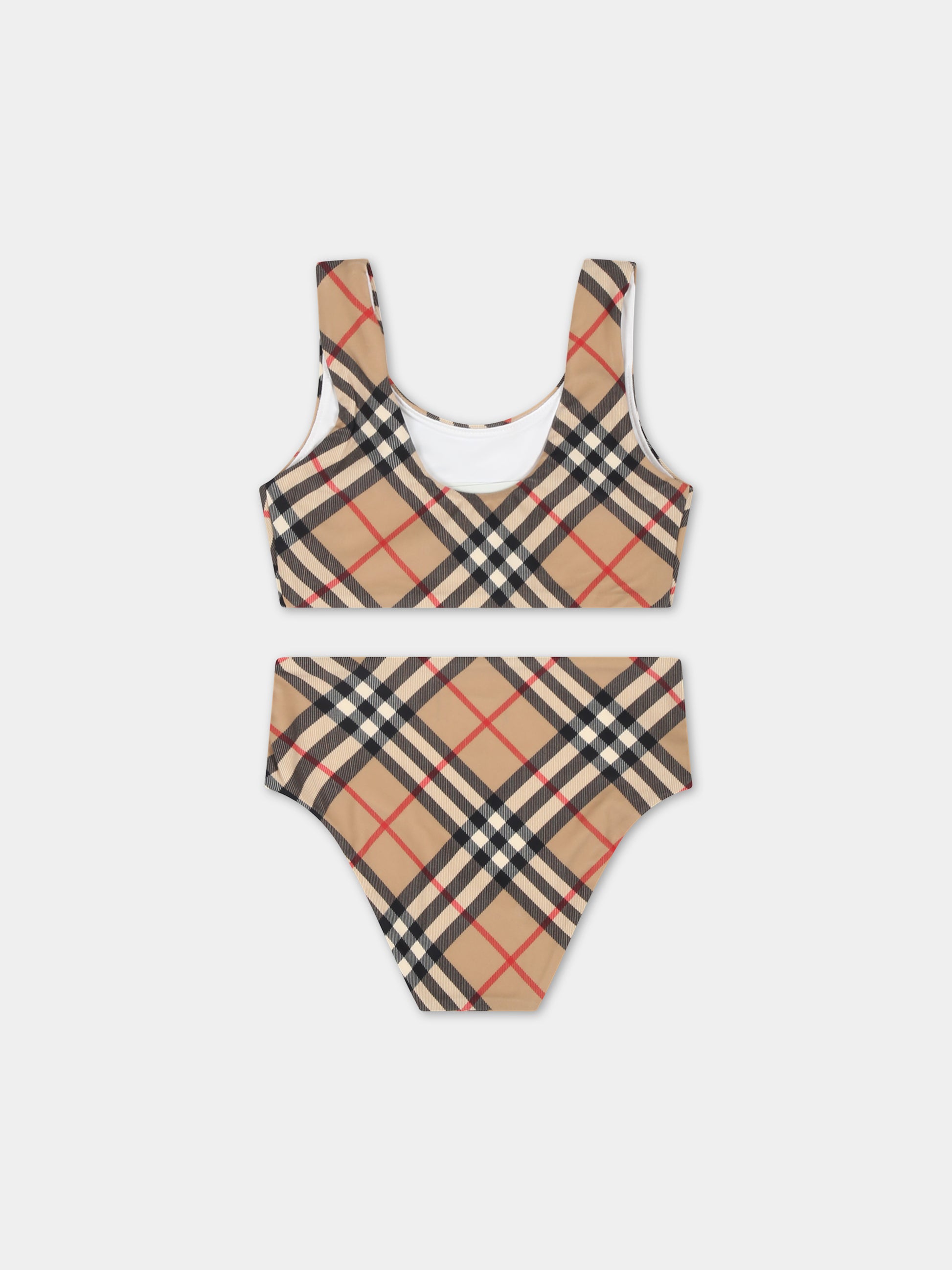 Bikini beige per neonata con check vintage,Burberry Kids,8081448 A7028