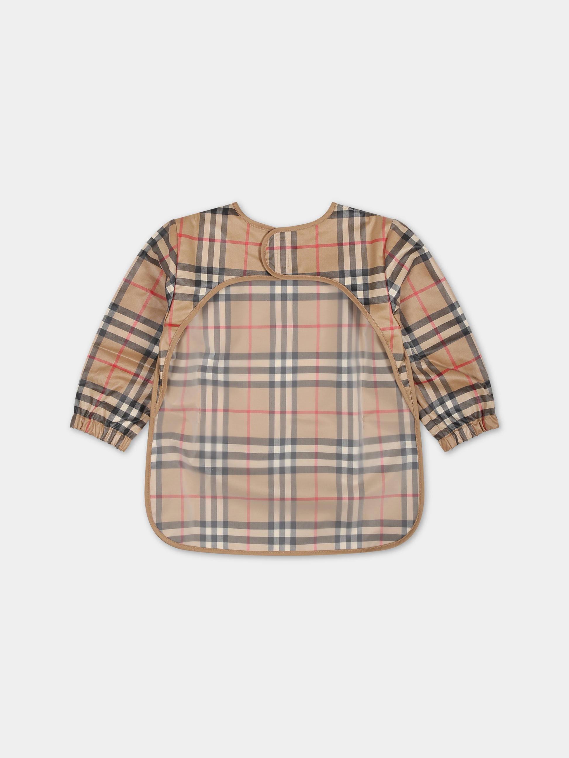 Bavaglino beige per neonati con check vintage,Burberry Kids,8083727 A7028