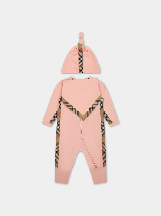 Set rosa per neonata con logo,Burberry Kids,8072046 A4378