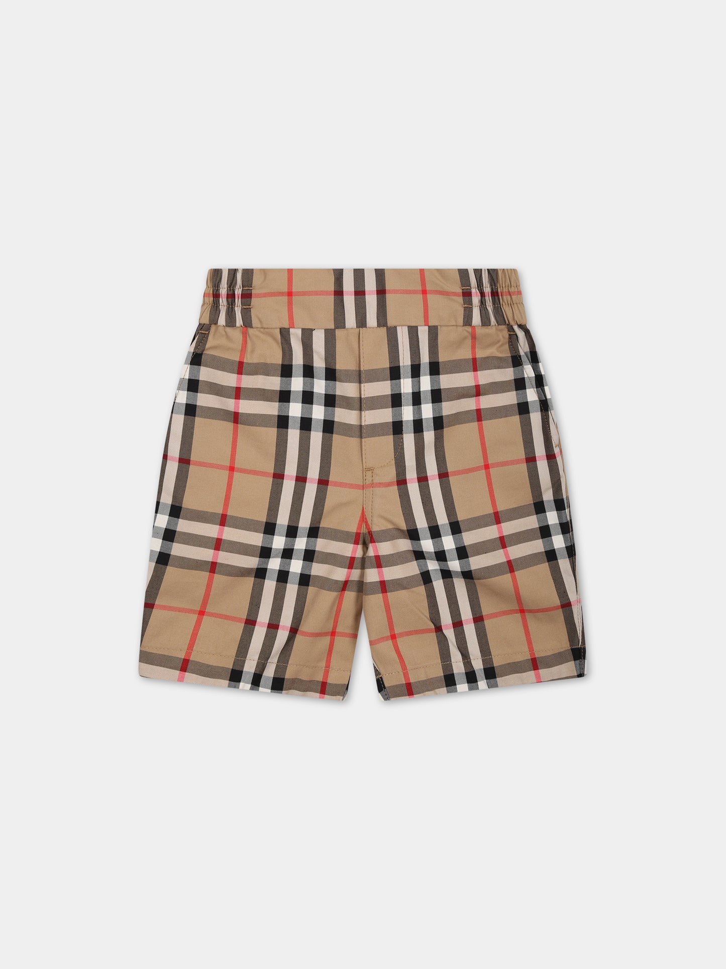 Shorts beige per neonato con iconico check vintage all-over,Burberry Kids,8078323 A7028