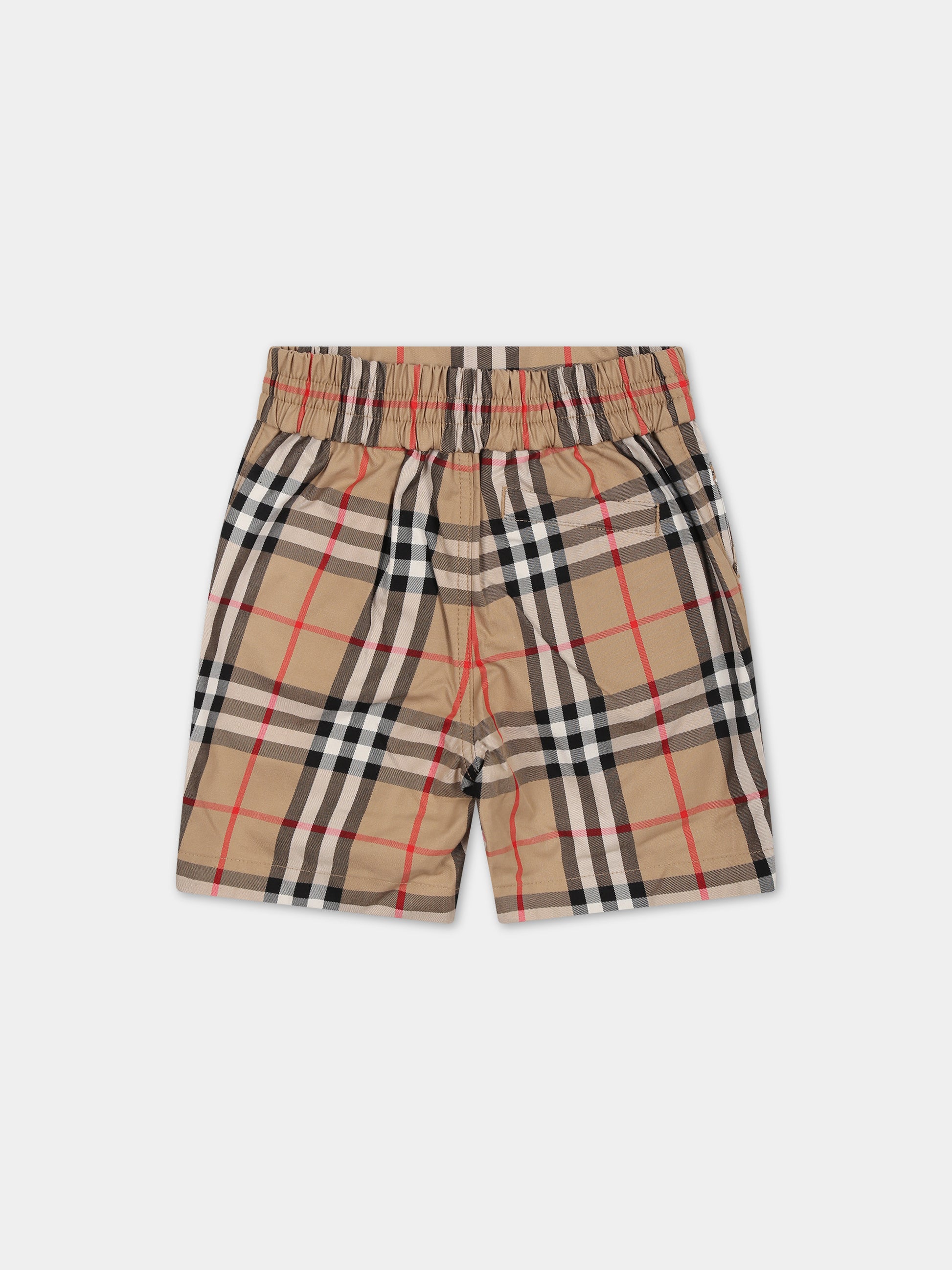 Shorts beige per neonato con iconico check vintage all-over,Burberry Kids,8078323 A7028