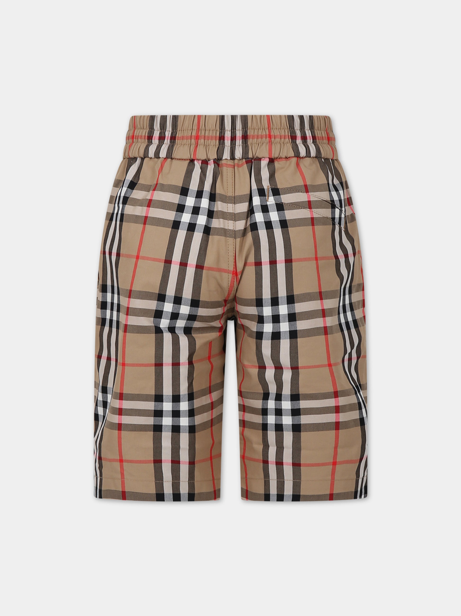 Shorts beige per bambino con iconico check vintage all-over,Burberry Kids,8078220 A7028