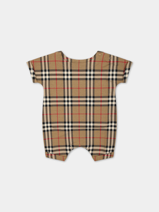 Tutina beige per neonati con iconico check vintage all-over,Burberry Kids,8076361 A7028