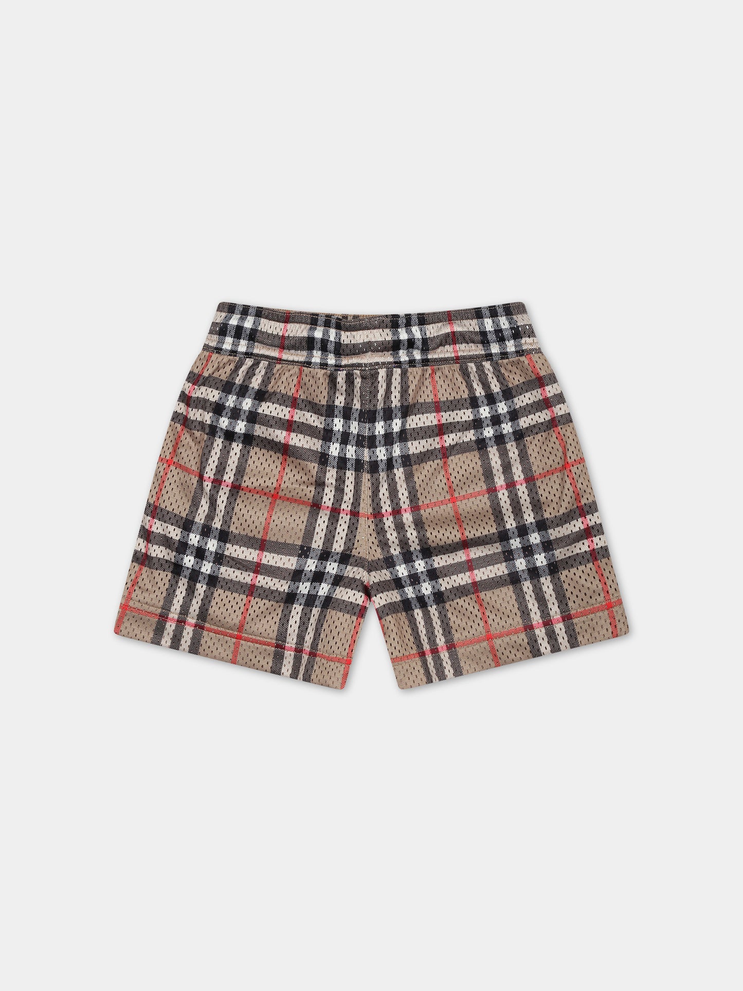 Shorts sportivo beige per neonato con iconico check vintage,Burberry Kids,8078639 A7028