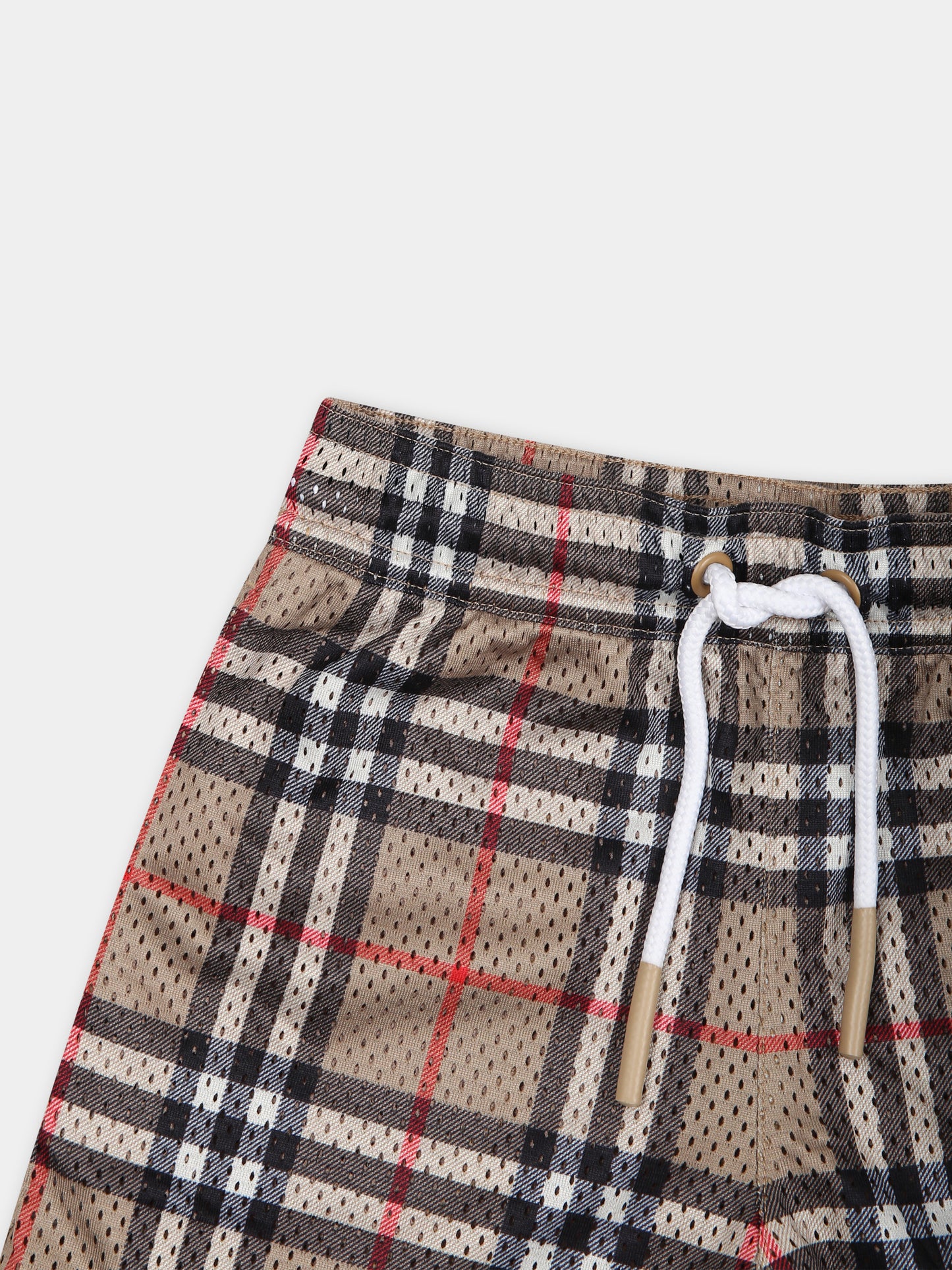 Shorts sportivo beige per neonato con iconico check vintage,Burberry Kids,8078639 A7028