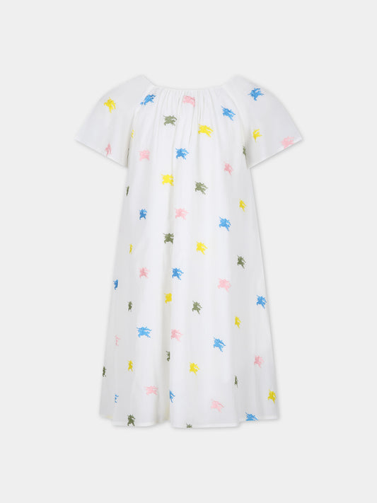 Vestito bianco per bambina con cavaliere equestre,Burberry Kids,8078413 A5127