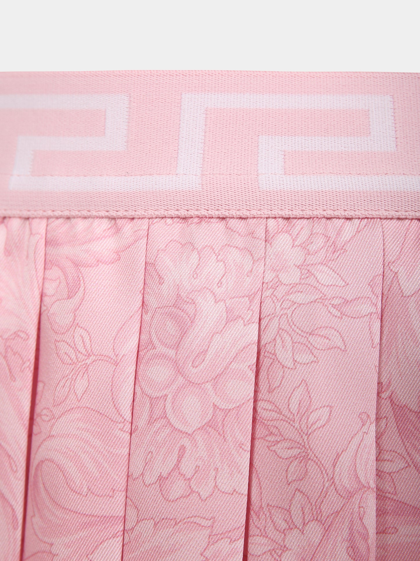 Gonna rosa per bambina con stampa barocco,Versace,1000240 1A08435 5P950