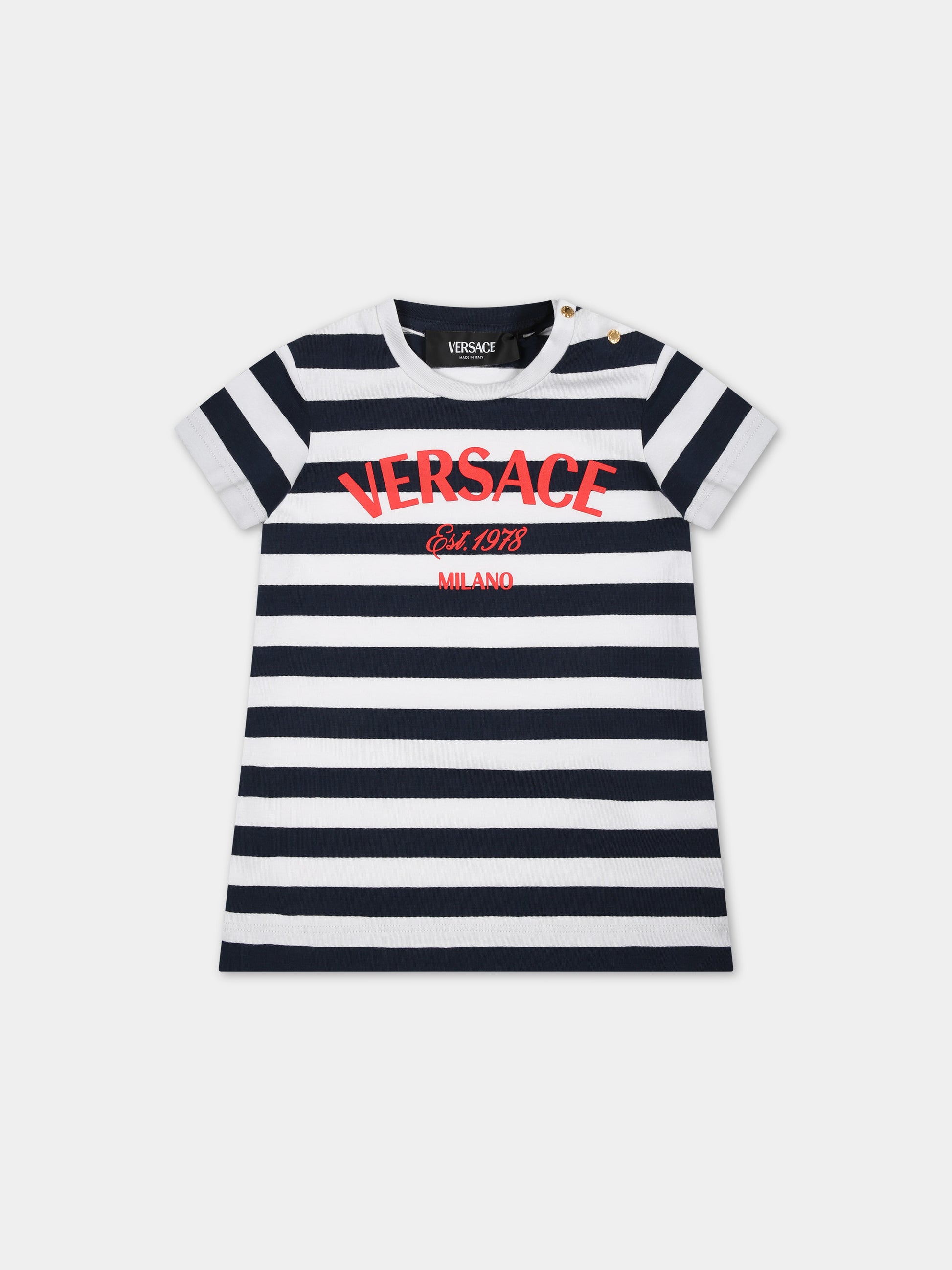 Vestito multicolor per neonata con logo,Versace,1014010 1A09954 6UA30