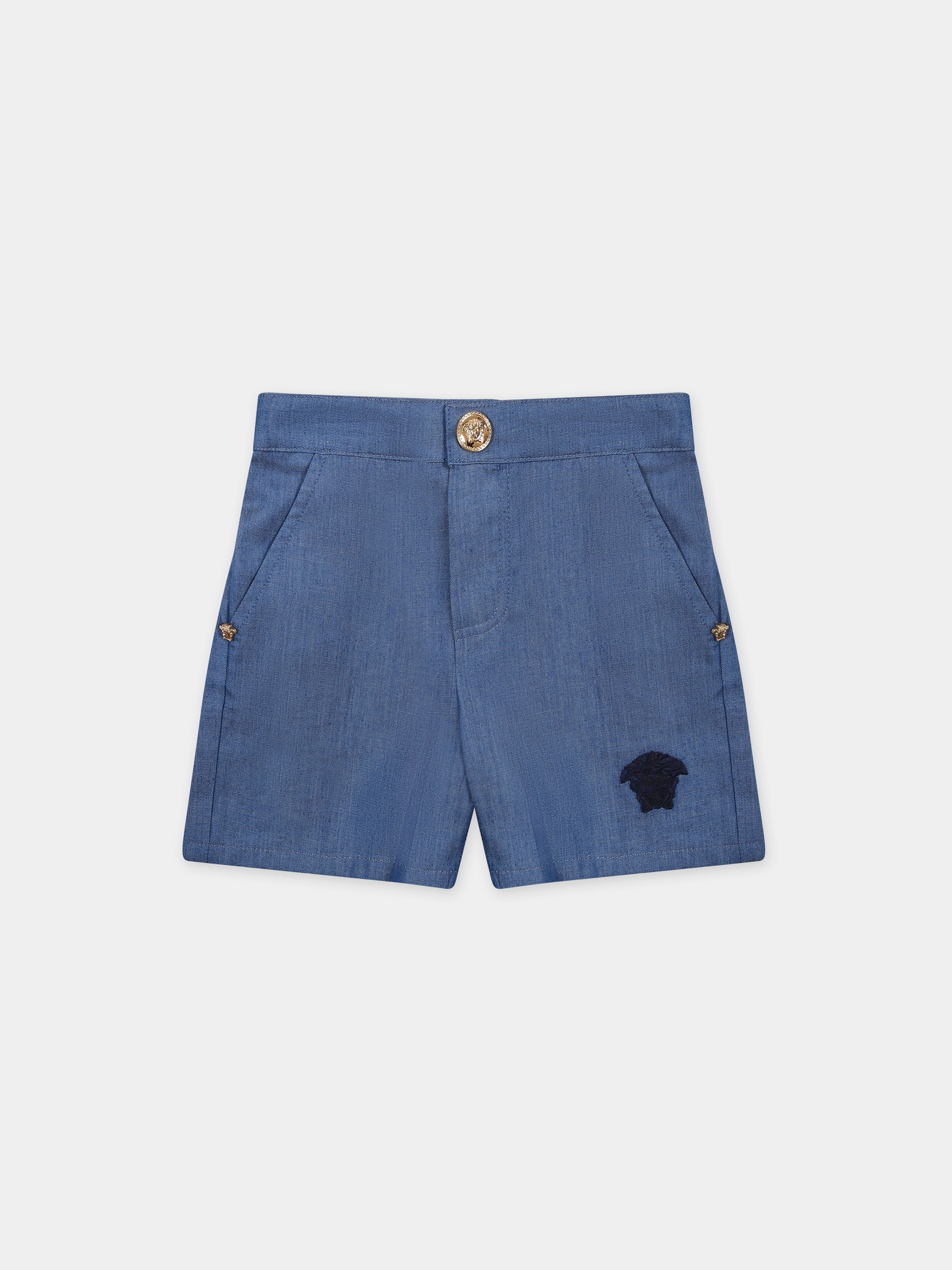 Shorts in denim per neonato con iconica Medusa,Versace,1013989 1A09738 2D930