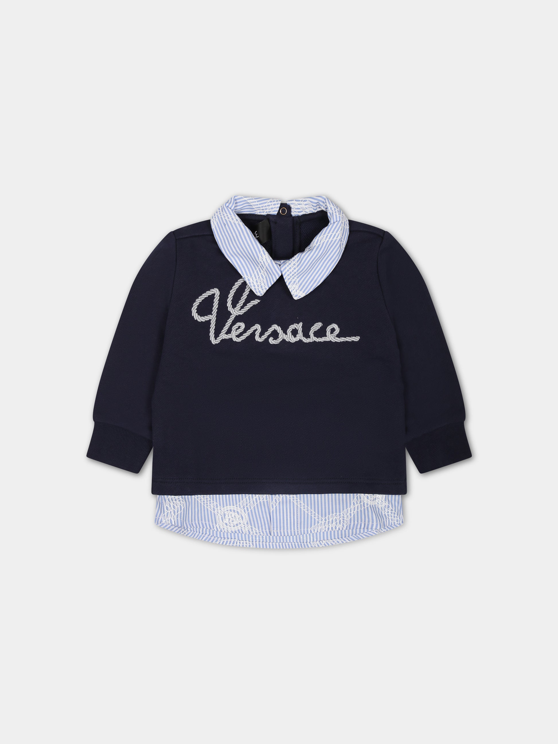 Felpa blu per neonato con logo,Versace,1013993 1A09936 2UQ70