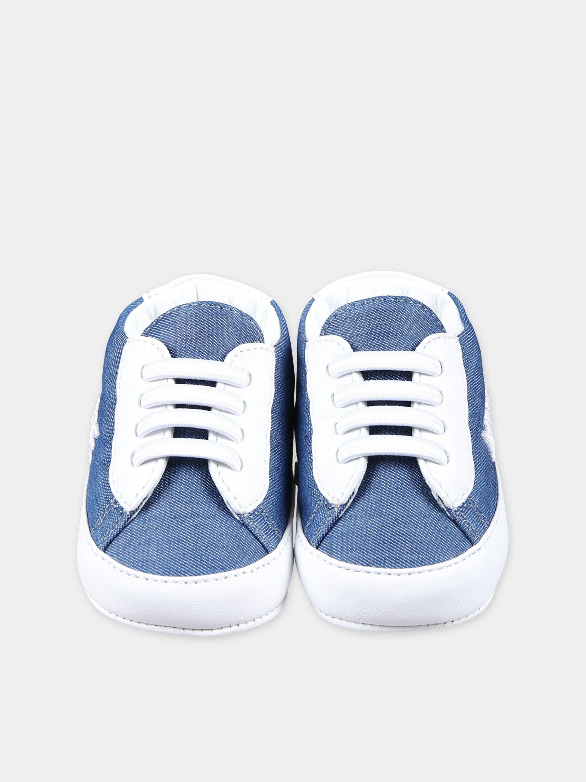 Sneakers in denim per neonati con logo,Versace,1008516 1A10065 2VE10