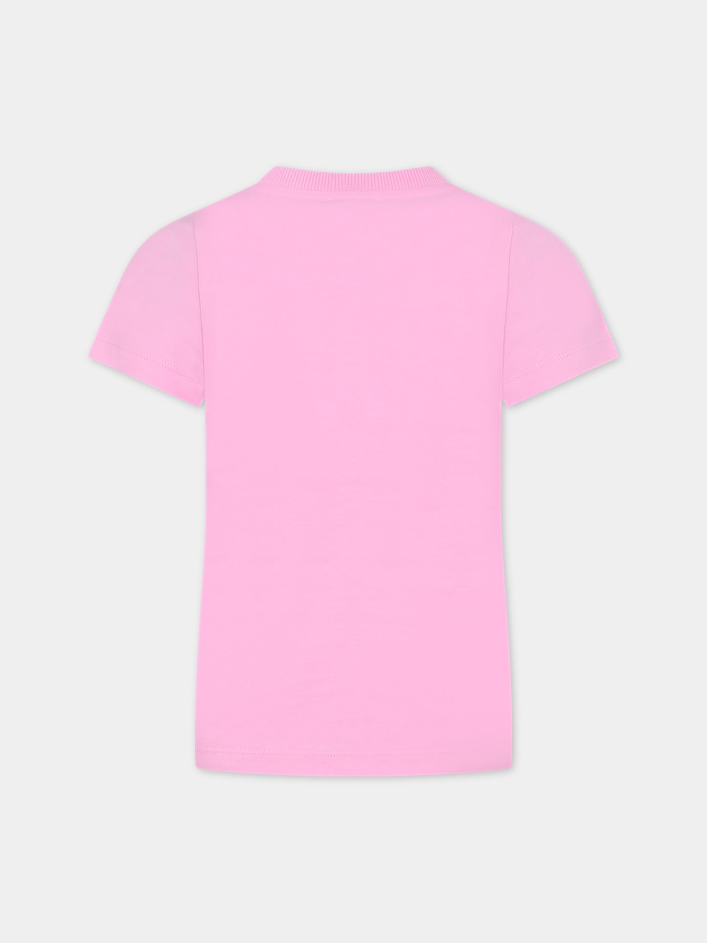T-shirt rosa per bambini con logo e Teddy Bear,Moschino Kids,HNM03T LBA08 51473