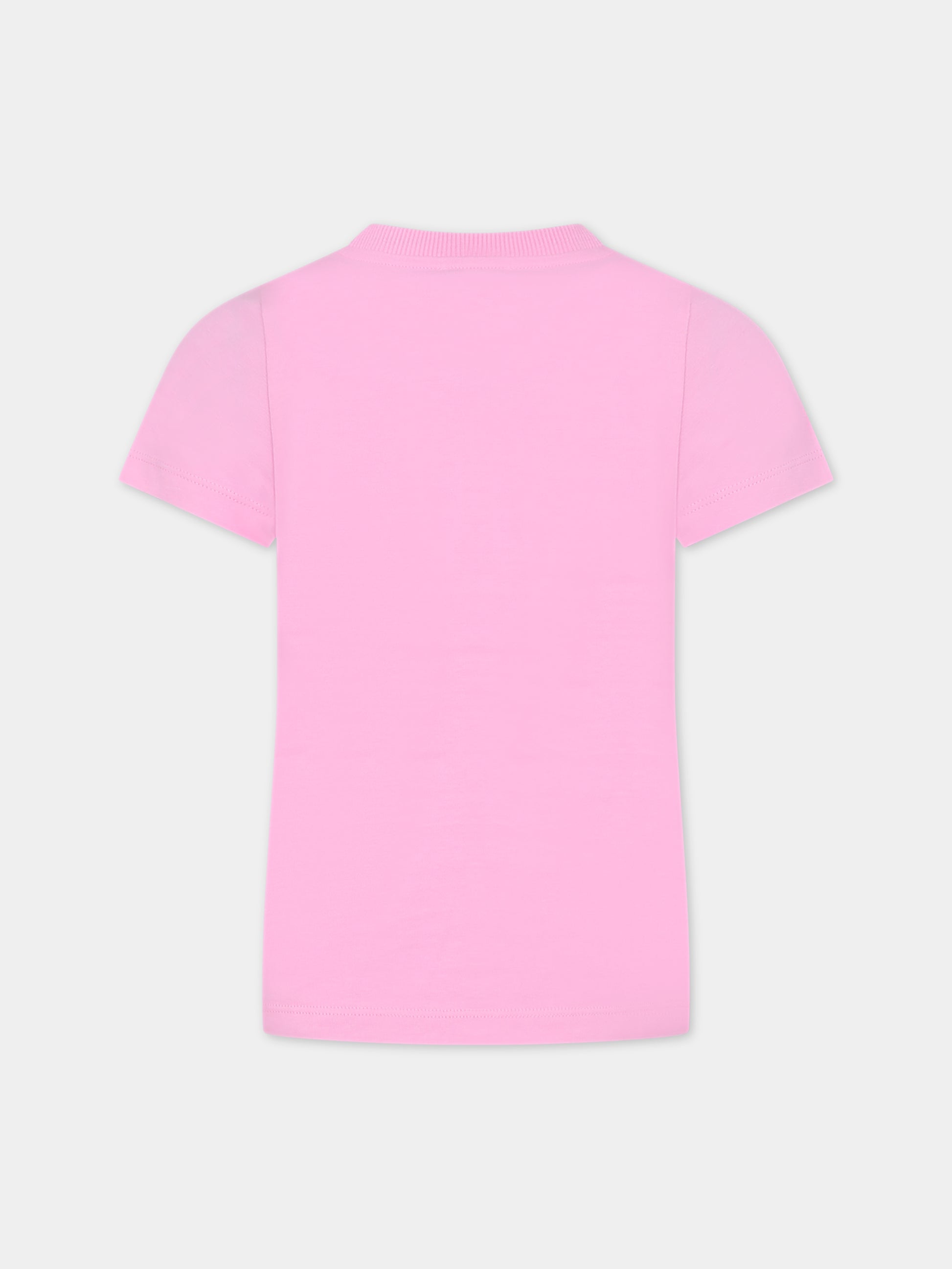 T-shirt rosa per bambini con logo e Teddy Bear,Moschino Kids,HNM03T LBA08 51473