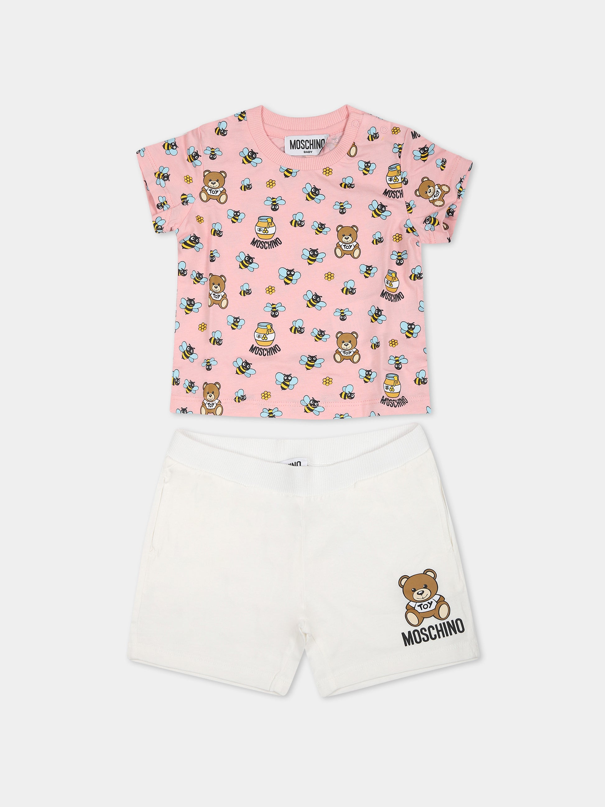 Completo rosa per neonata con Teddy Bear,Moschino Kids,MQG00M LAB60 84618