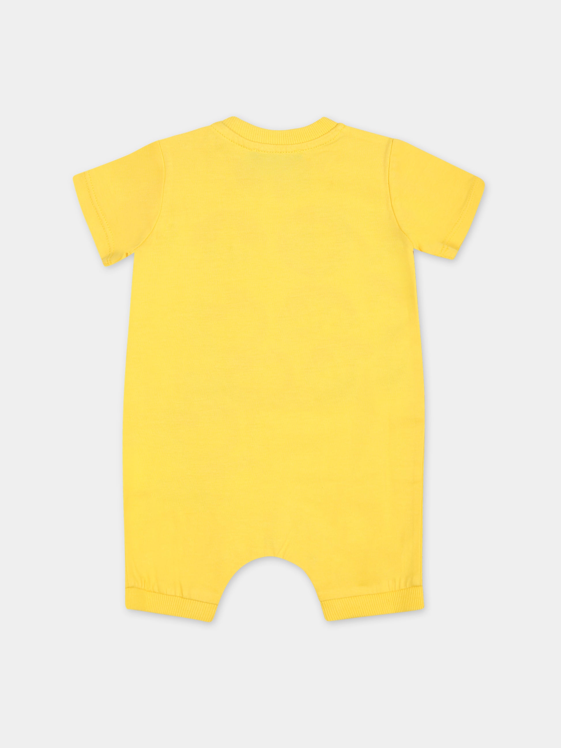 Pagliaccetto giallo per neonato con logo e stampa,Moschino Kids,MUT035 LAA24 50162