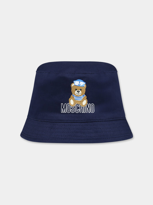 Cloche blu per neonato con Teddy Bear,Moschino Kids,MUX04A LPC04 40016