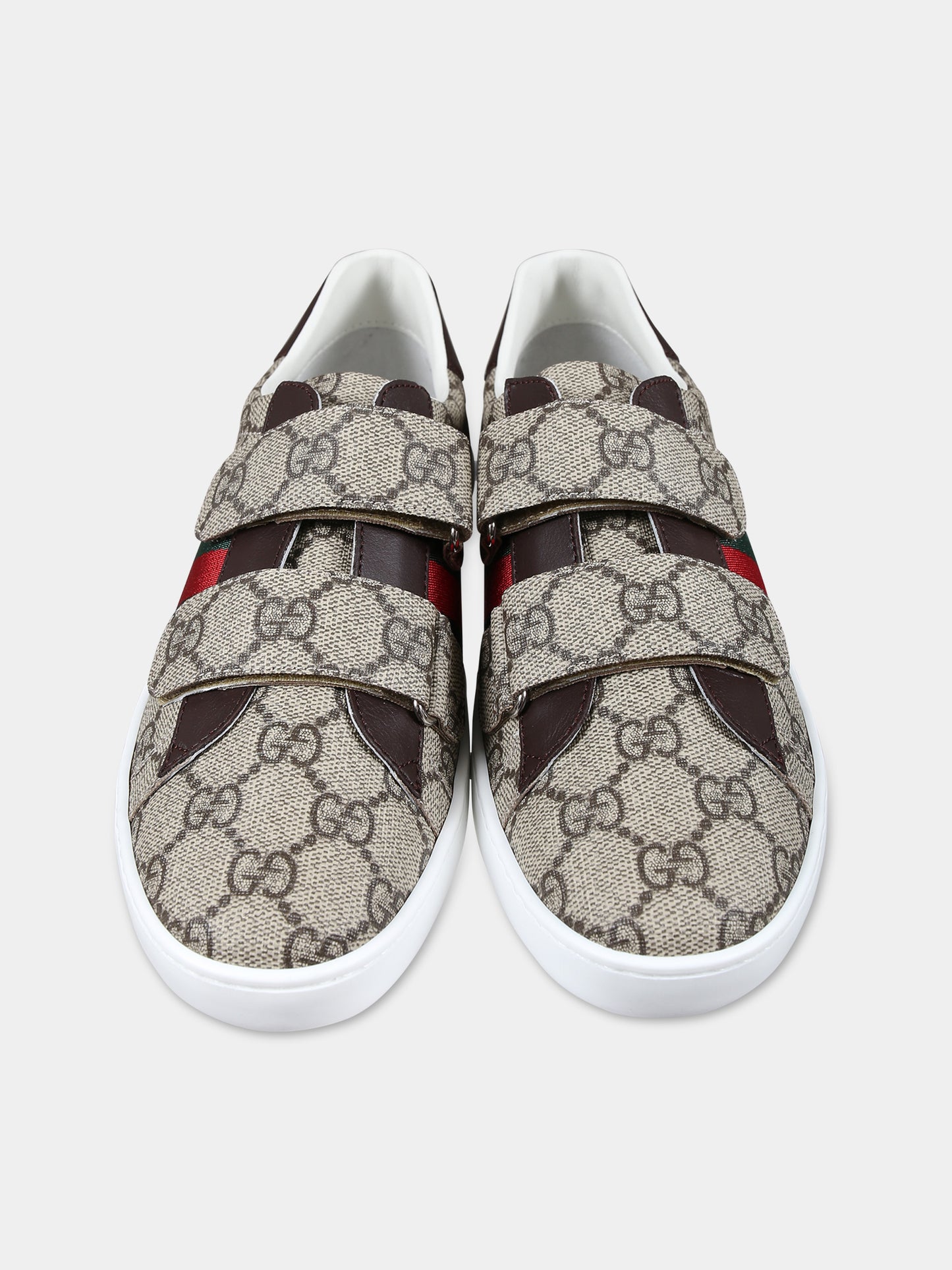 Sneakers marroni neonato con logo GG all-over,Gucci Kids,463091 FACYF 9753
