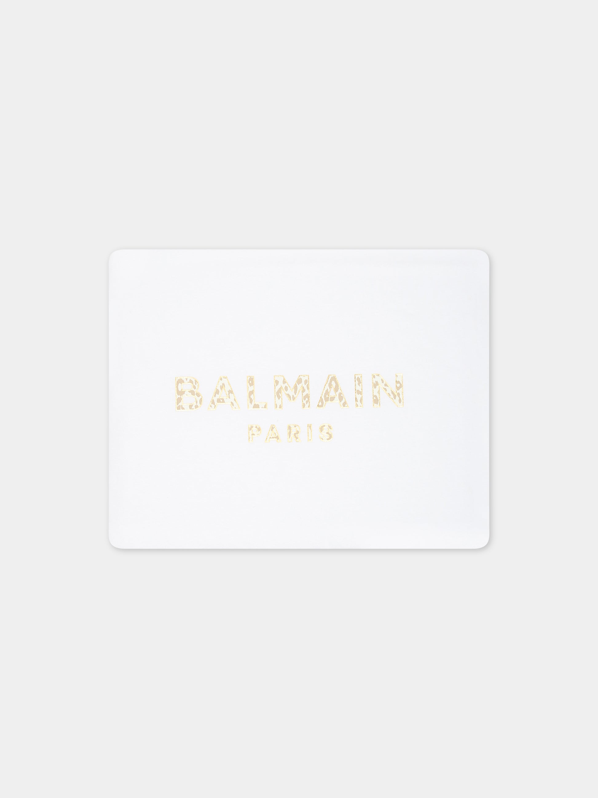 Coperta bianca per neonati con logo,Balmain Kids,BS0640 J0177 100BG