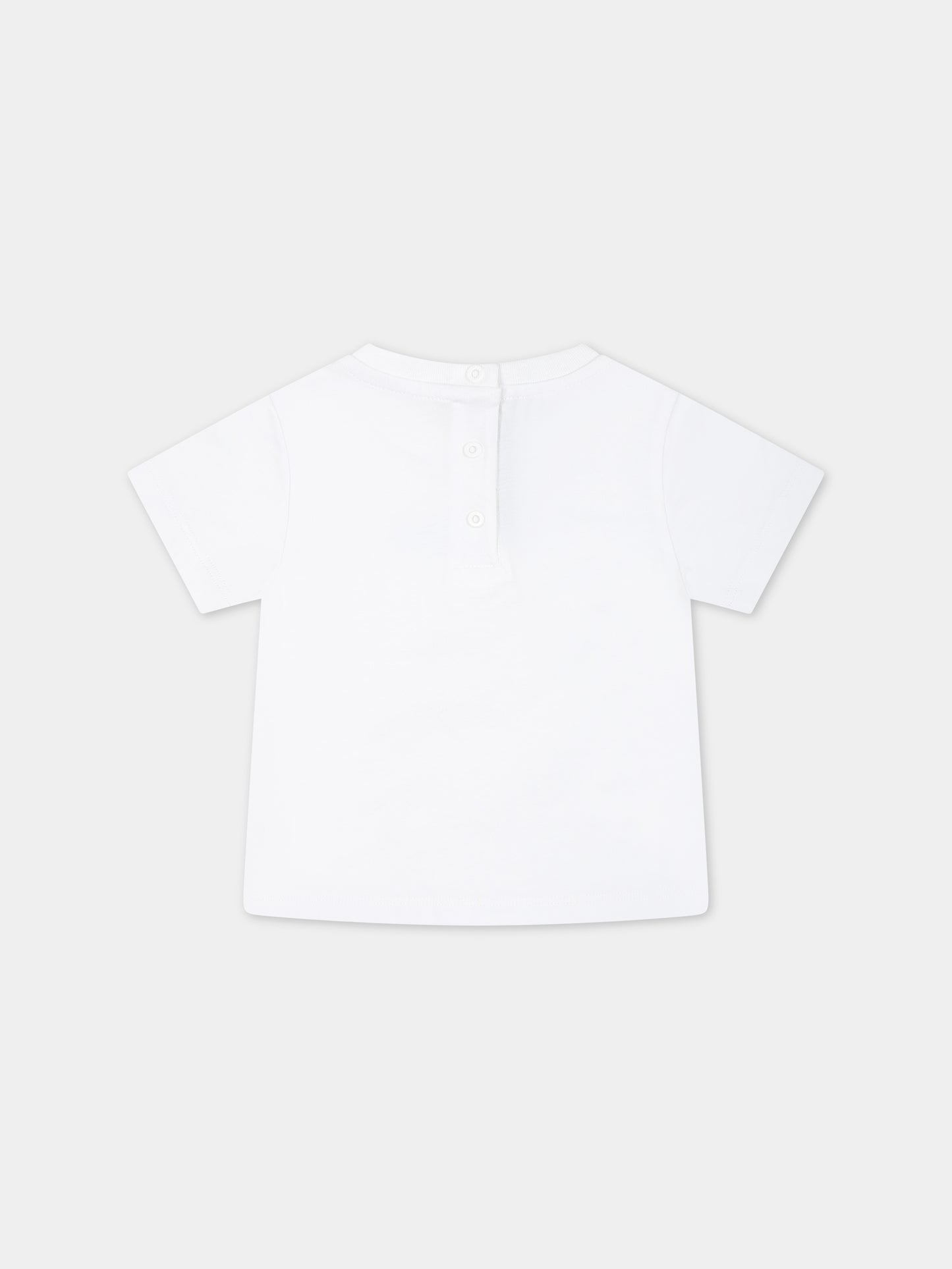 T-shirt bianca per neonati con logo,Balmain Kids,BS8571 Z0082 100NE