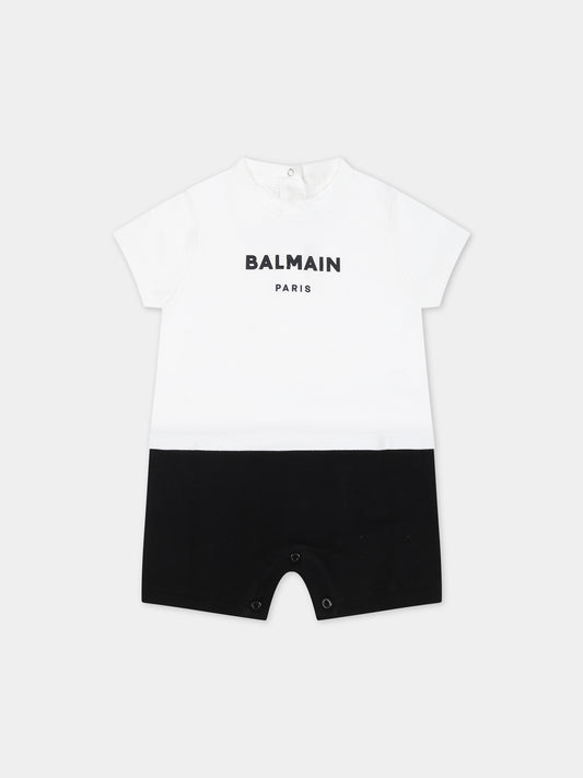 Pagliaccetto nero per neonati con logo,Balmain Kids,BSA521 Z0001 100NE