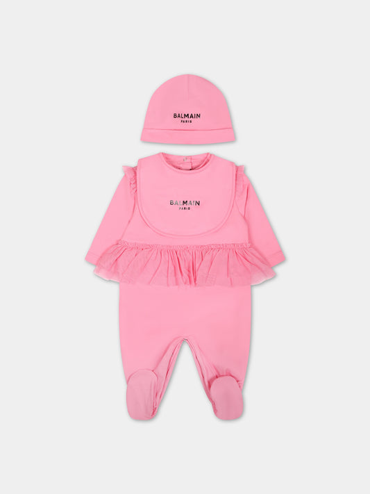 Set rosa per neonata con logo,Balmain Kids,BSB010 Z0082 550