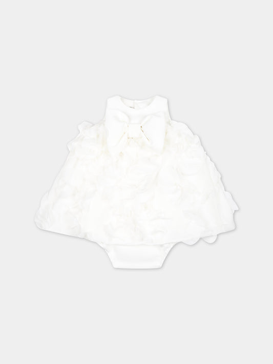 Vestito bianco per neonata con fiocco,La Stupenderia,CBAB54X23