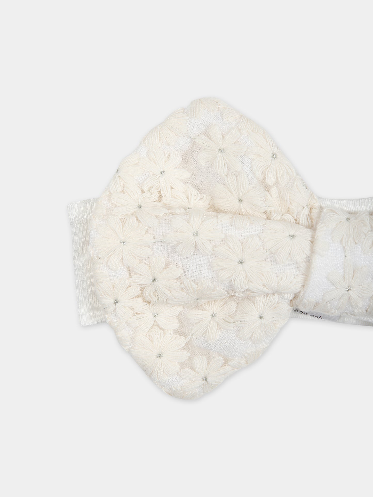 Fascia bianca per neonata con fiori,La Stupenderia,ABFA52X60