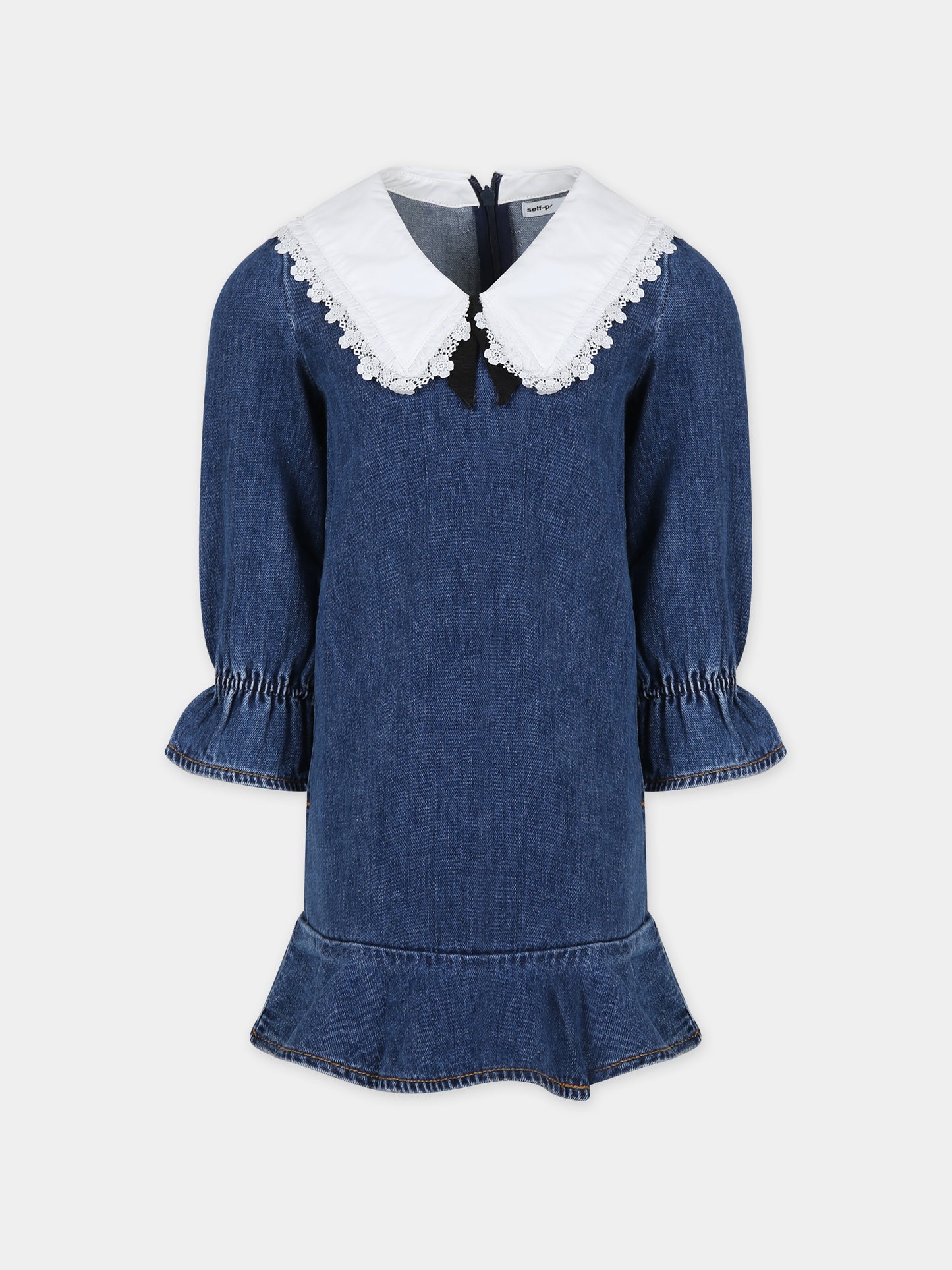 Vestito elegante in denim per bambina,Self-portrait,RS24 703S BL