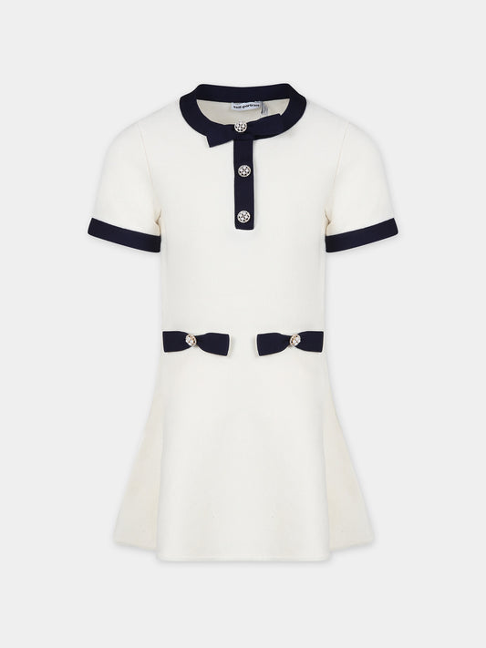 Vestito elegante avorio in maglia per bambina,Self-portrait,RS24 737S C