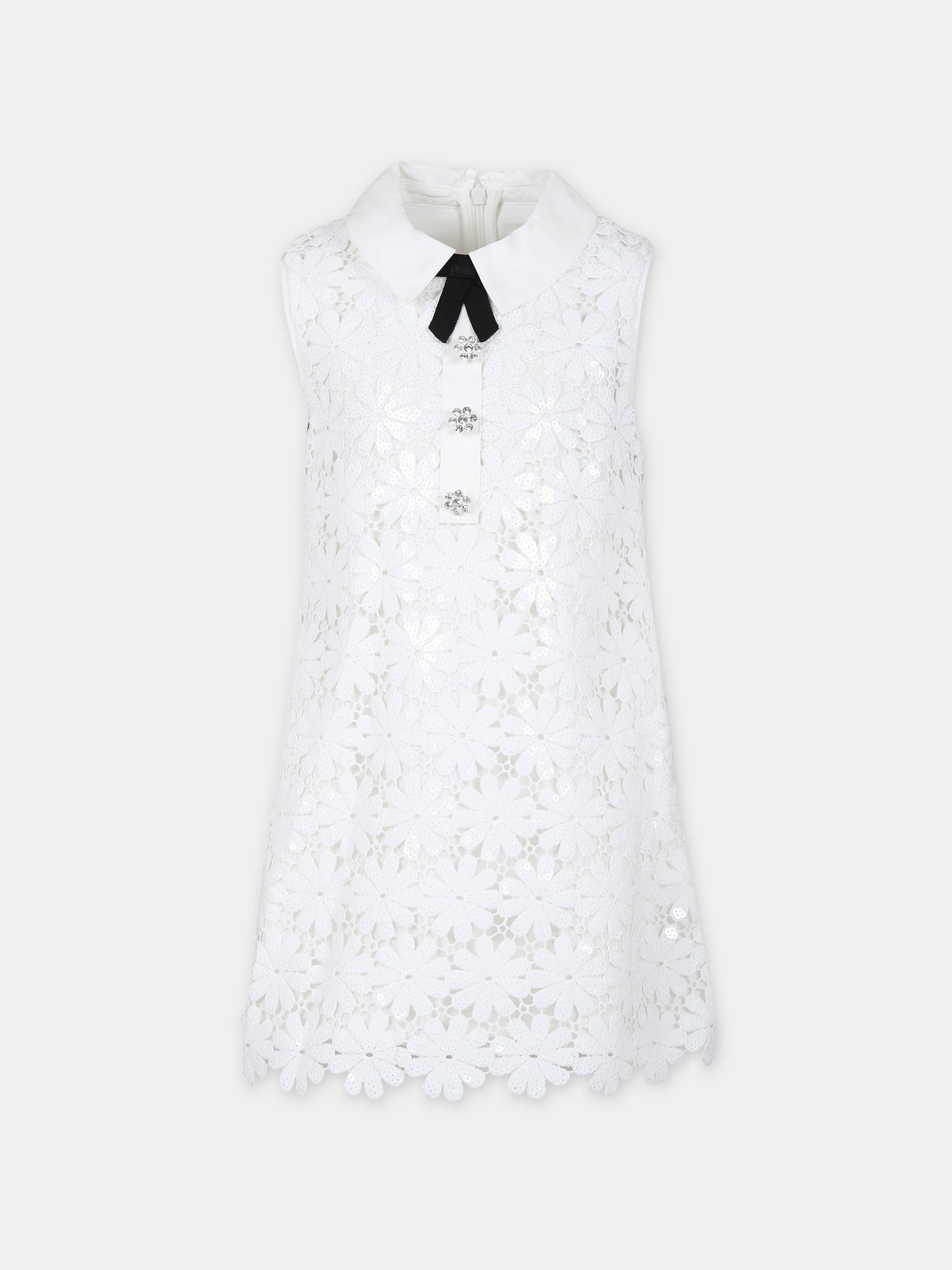 Vestito bianco per bambina in pizzo macramé,Self-portrait,RS24 728S W