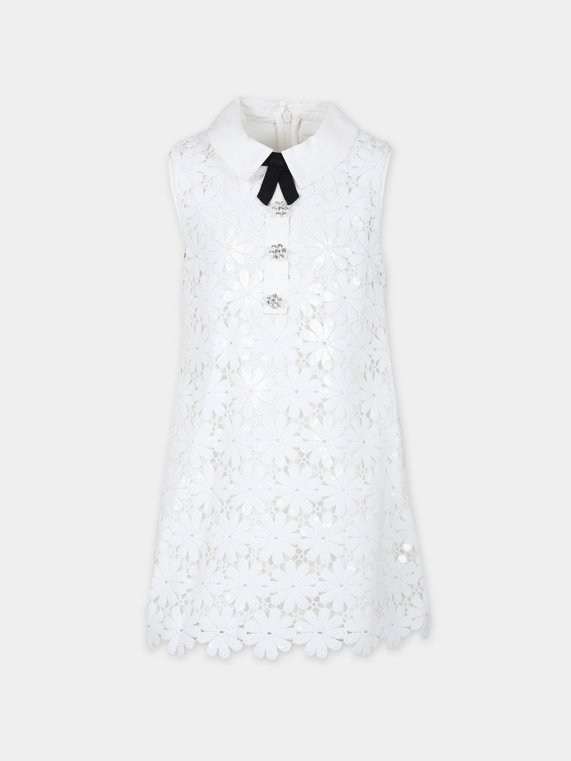 Vestito bianco per bambina in pizzo macramé,Self-portrait,RS24 728S W
