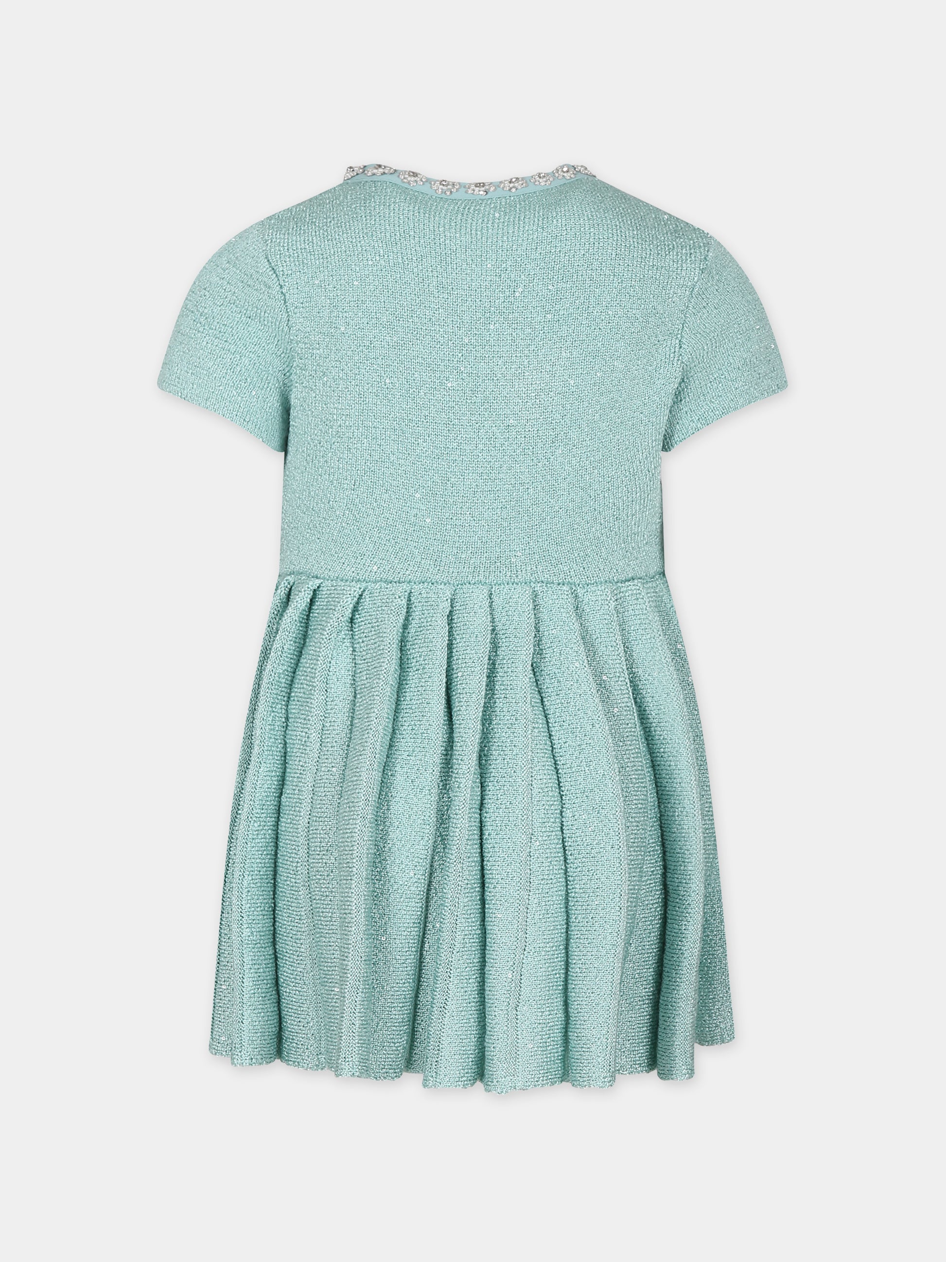 Vestito elegante in maglia verde per bambina,Self-portrait,RS24 733S G