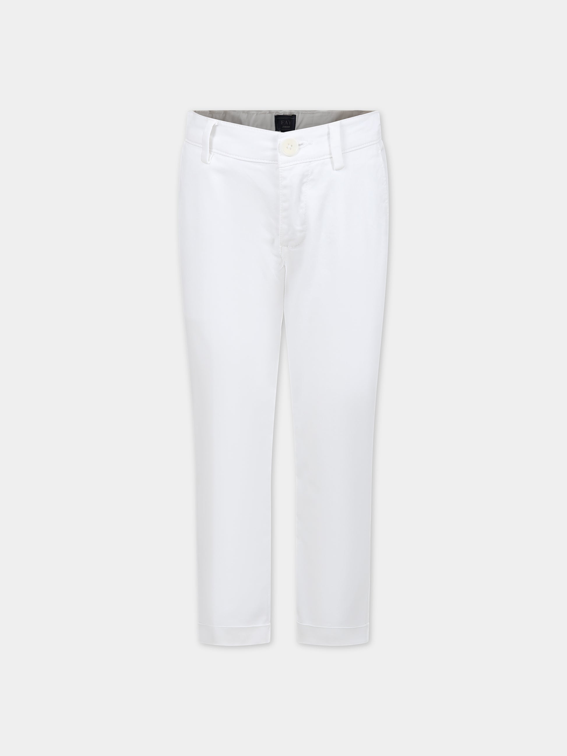 Pantaloni bianchi per bambino con logo,Fay Kids,FS6Q91 Z0224 100