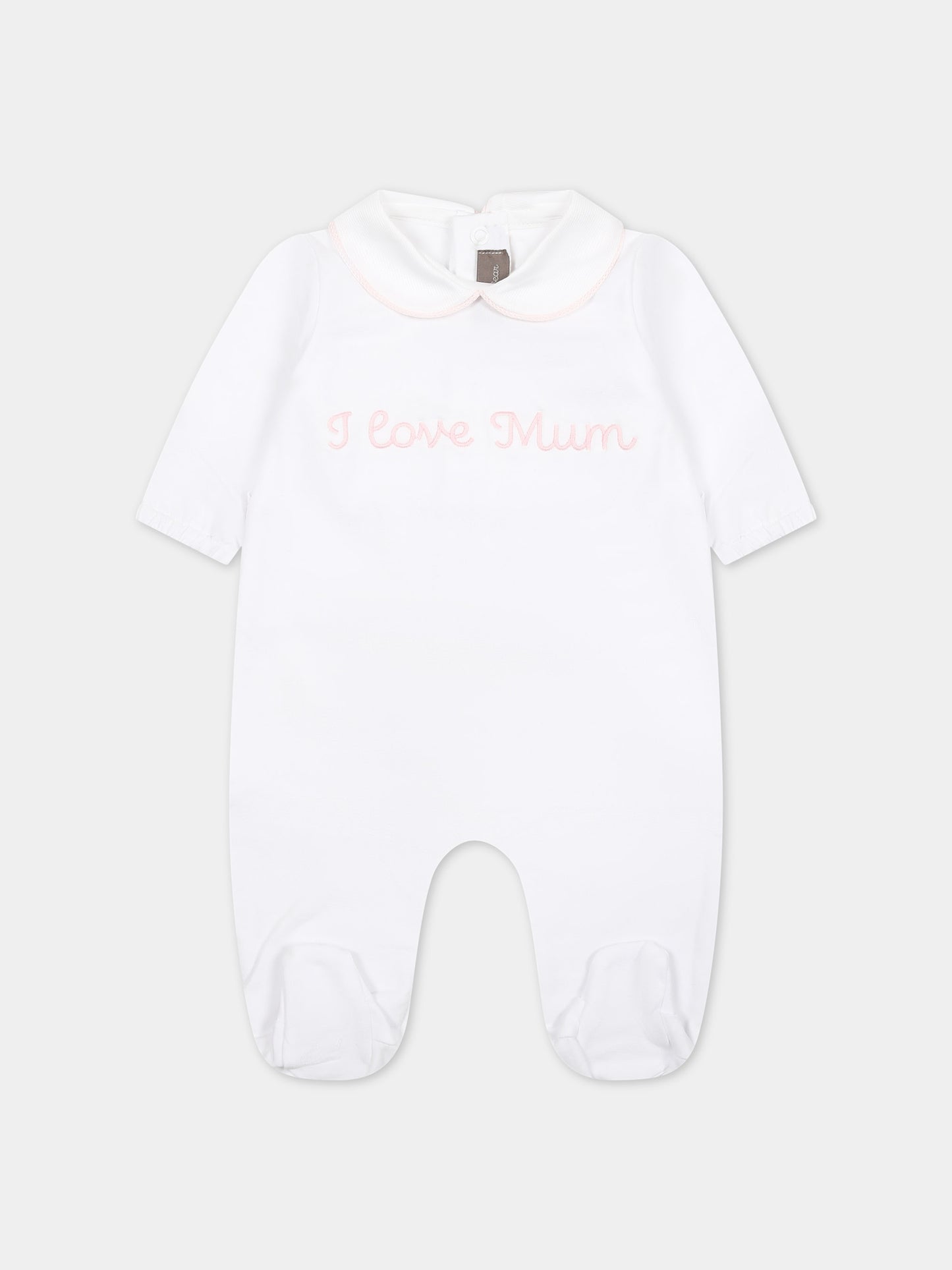 Tutina bianca per neonata con scritta,Little Bear,8044 BIANCO/ROSA