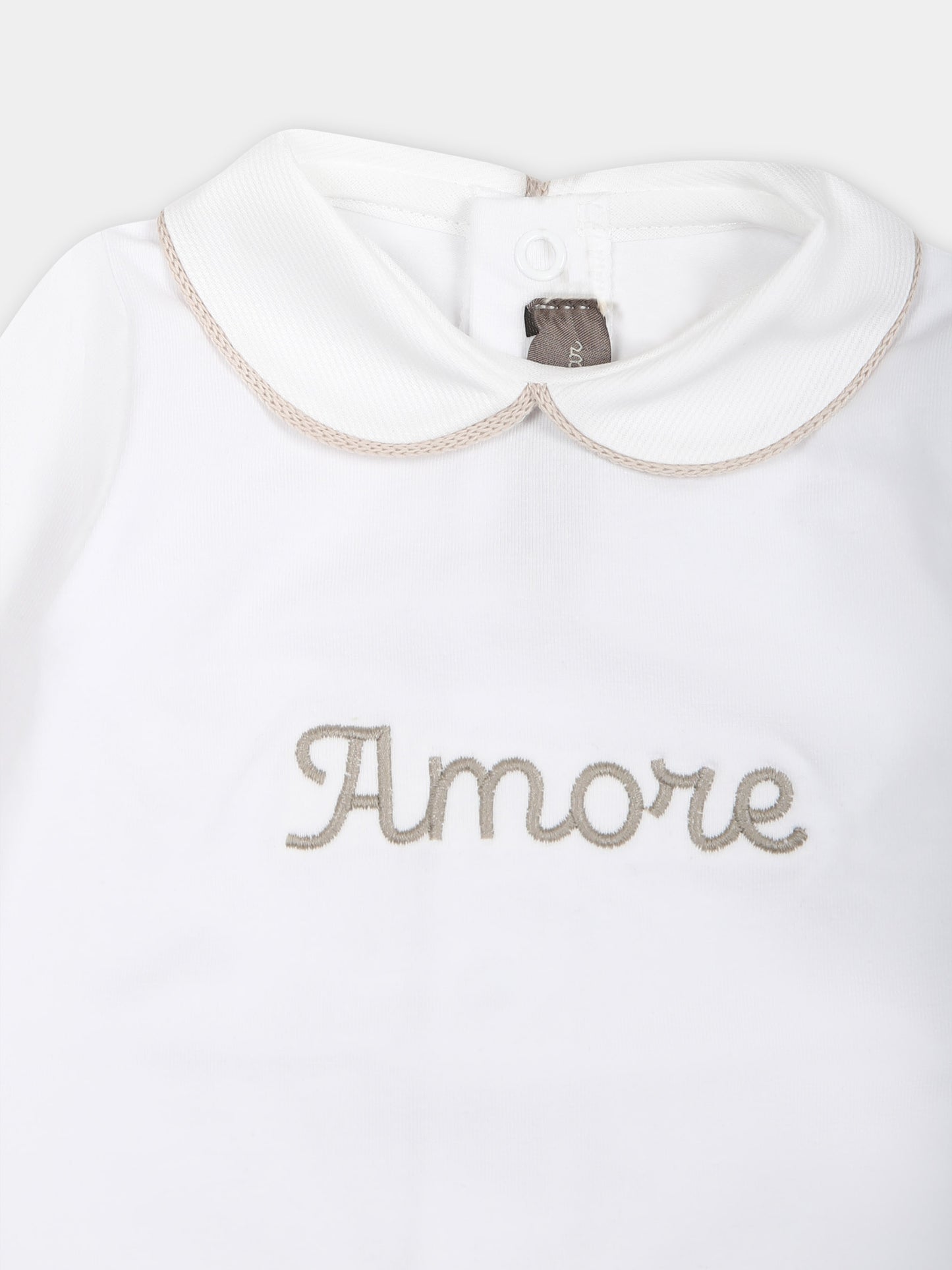 Tutina bianca per neonati con scritta,Little Bear,8042 BIANCO/CORDA