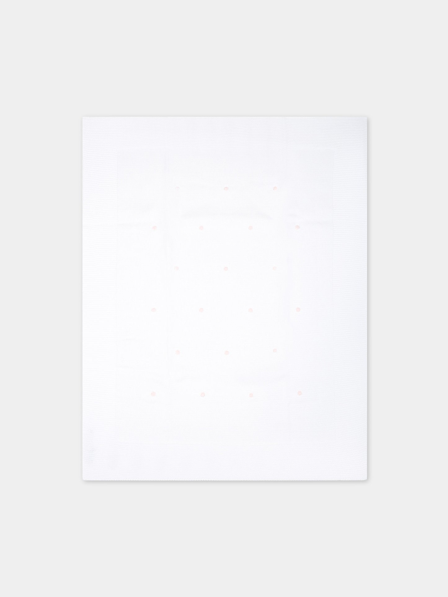 Coperta bianca per neonata con pois rosa,Little Bear,8102 BIANCO/CIPRIA