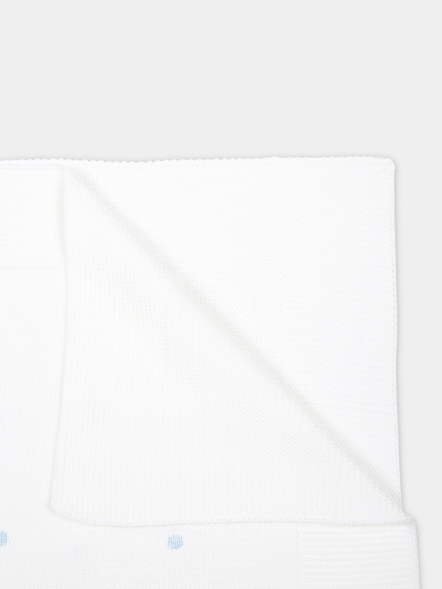 Coperta bianca per neonato con pois celesti,Little Bear,8102 BIANCO/CIELO