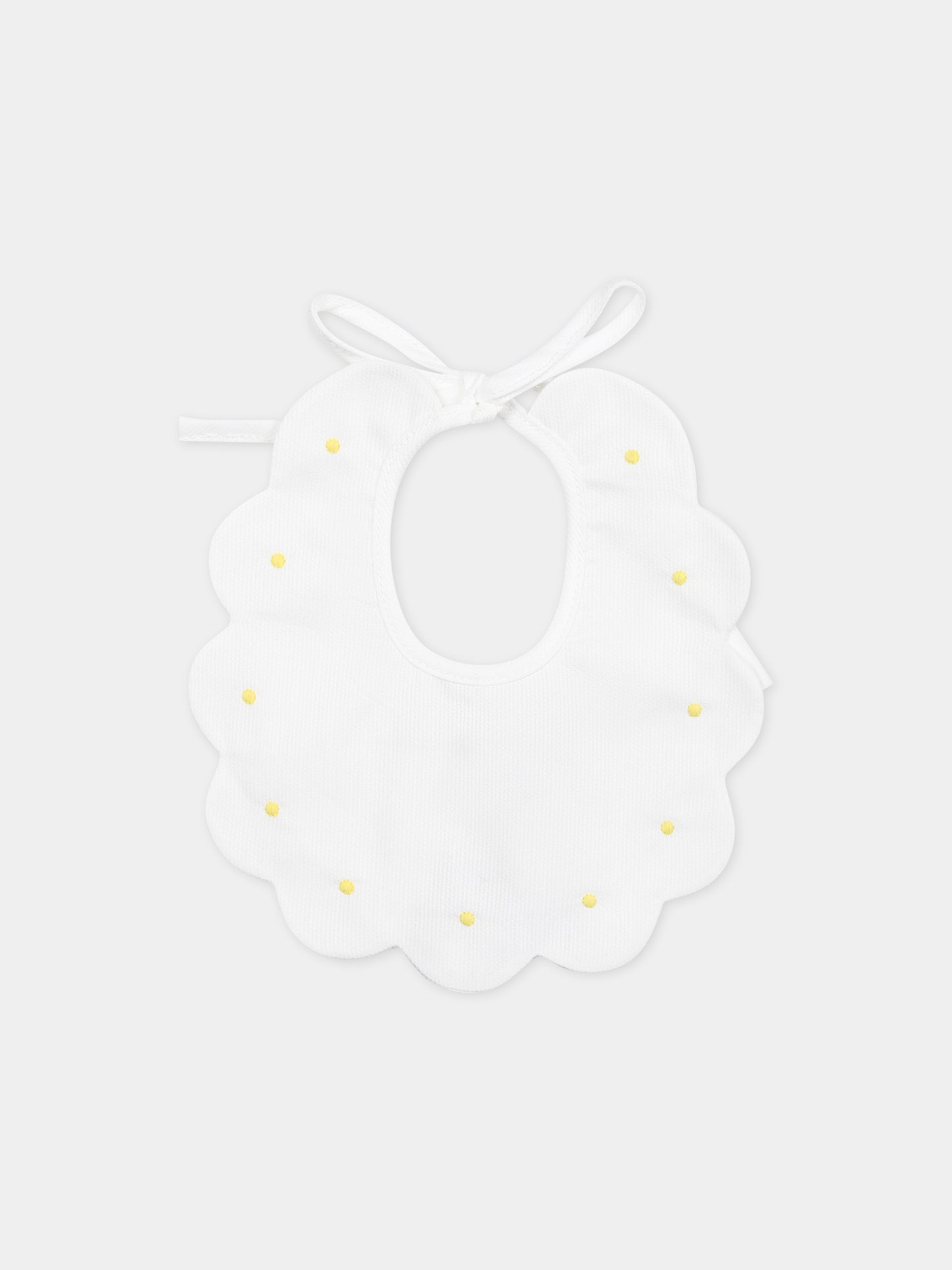 Bavaglino bianco per neonati con pois,Little Bear,2042 BIANCO/GIALLO
