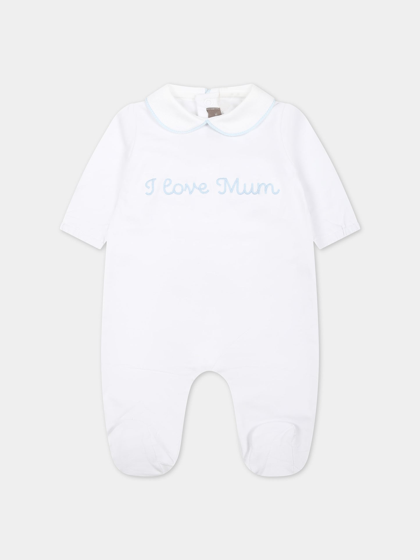 Tutina bianca per neonato con scritta,Little Bear,8044 BIANCO/CIELO