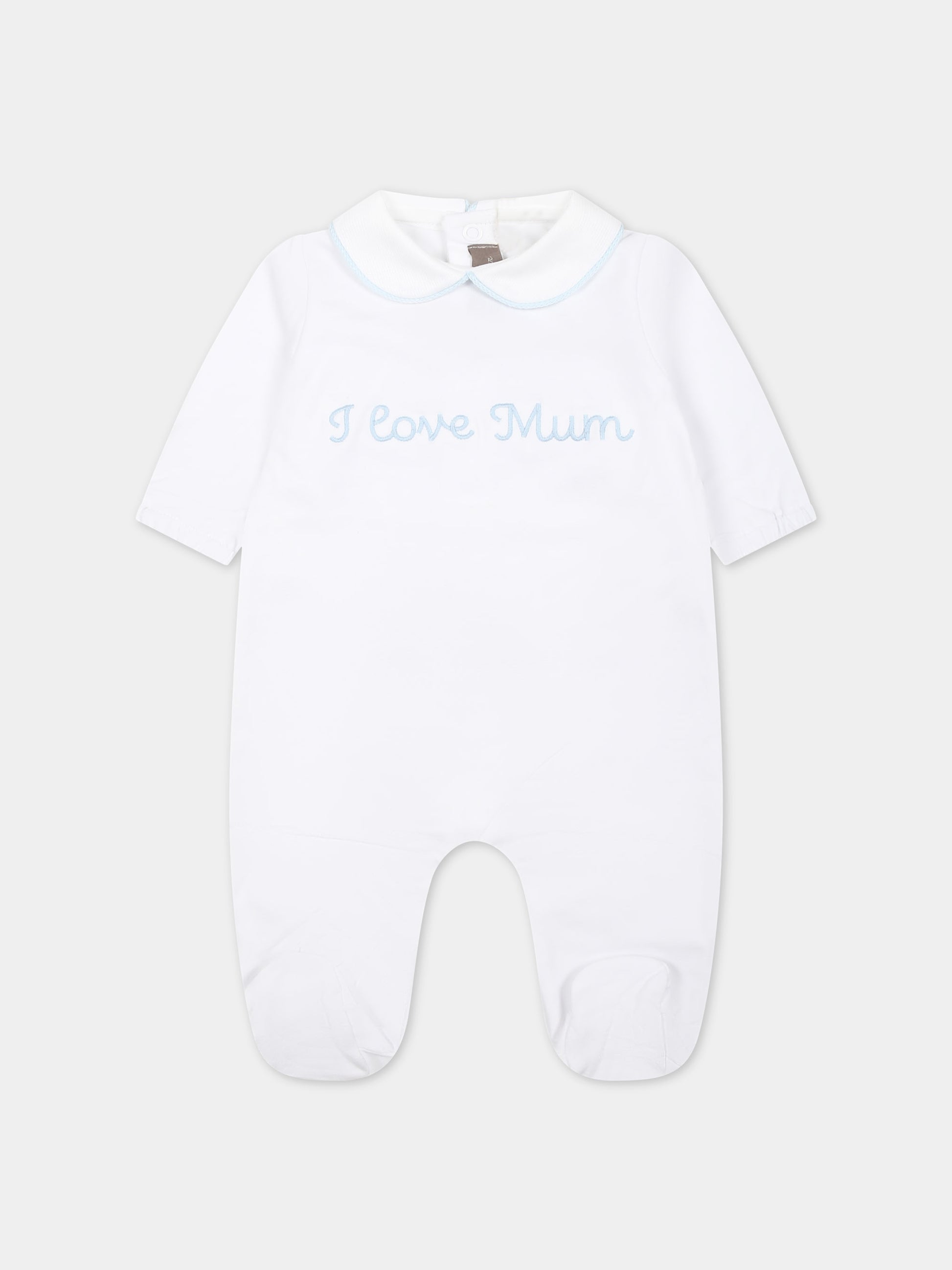 Tutina bianca per neonato con scritta,Little Bear,8044 BIANCO/CIELO